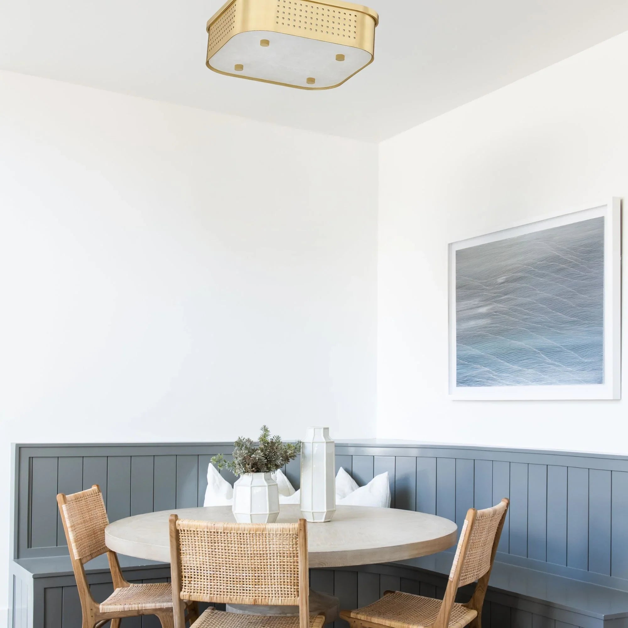 Madison Square 13" LED Flush Mount, Aged Brass Finish