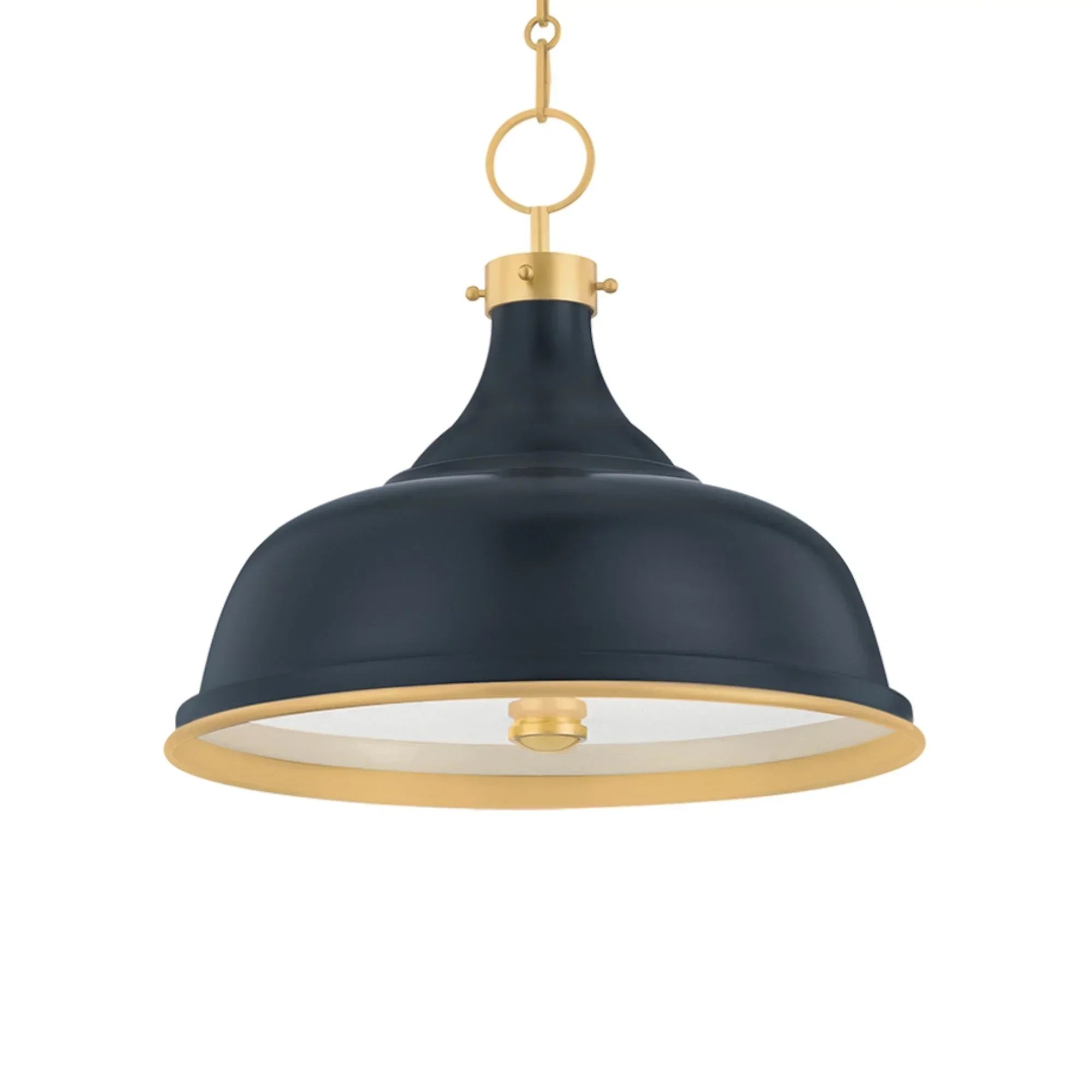 Painted No.1 18" 3-Light Pendant, Aged Brass/Darkest Blue Finish