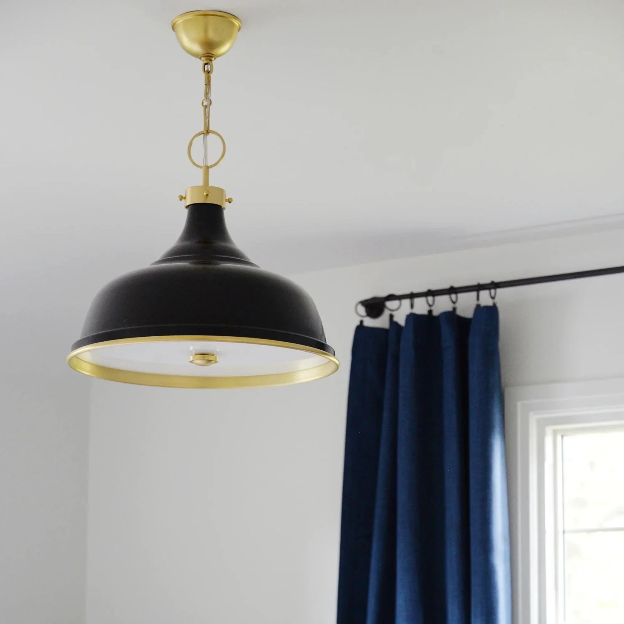 Painted No.1 18" 3-Light Pendant, Aged Brass/Darkest Blue Finish