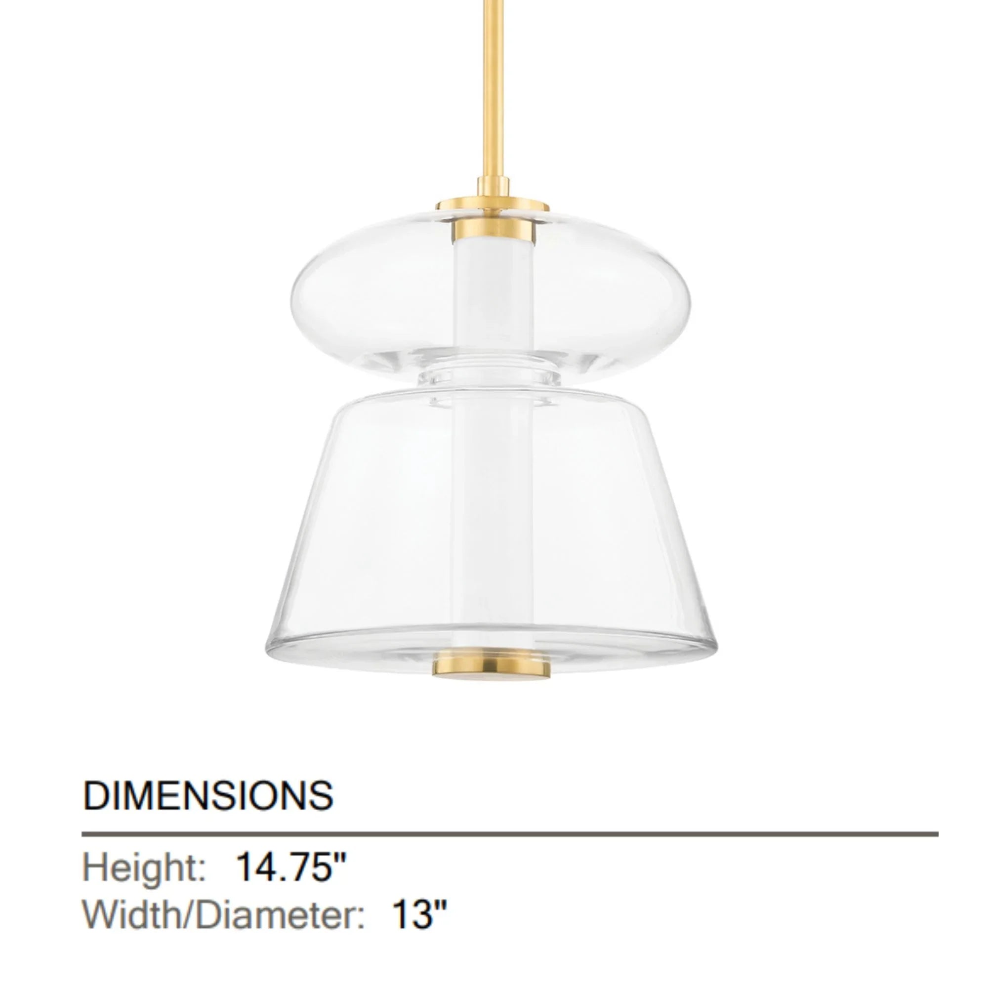 Palermo 15" LED Pendant, Aged Brass Finish