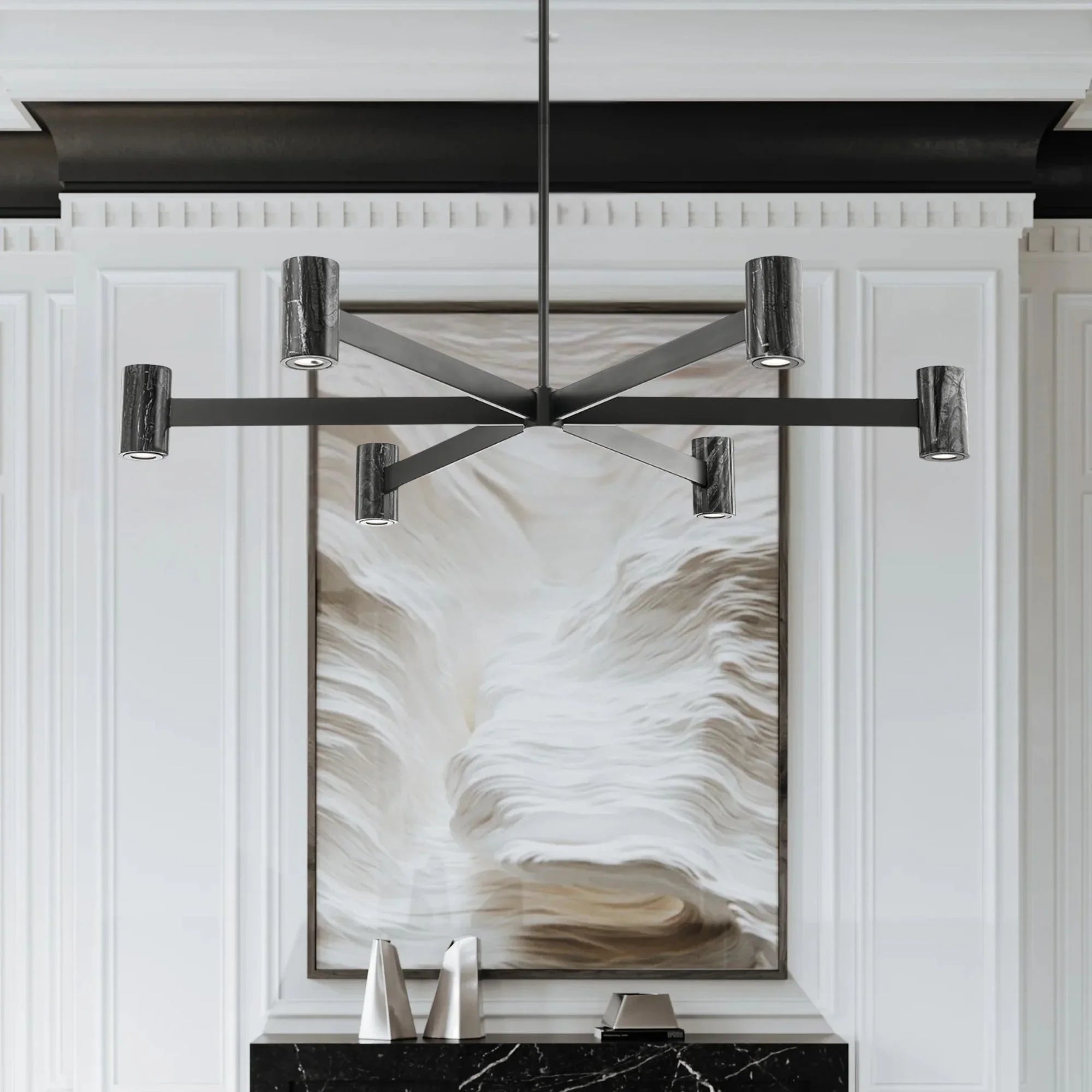 Predock 45" LED Chandelier, Black Brass Finish
