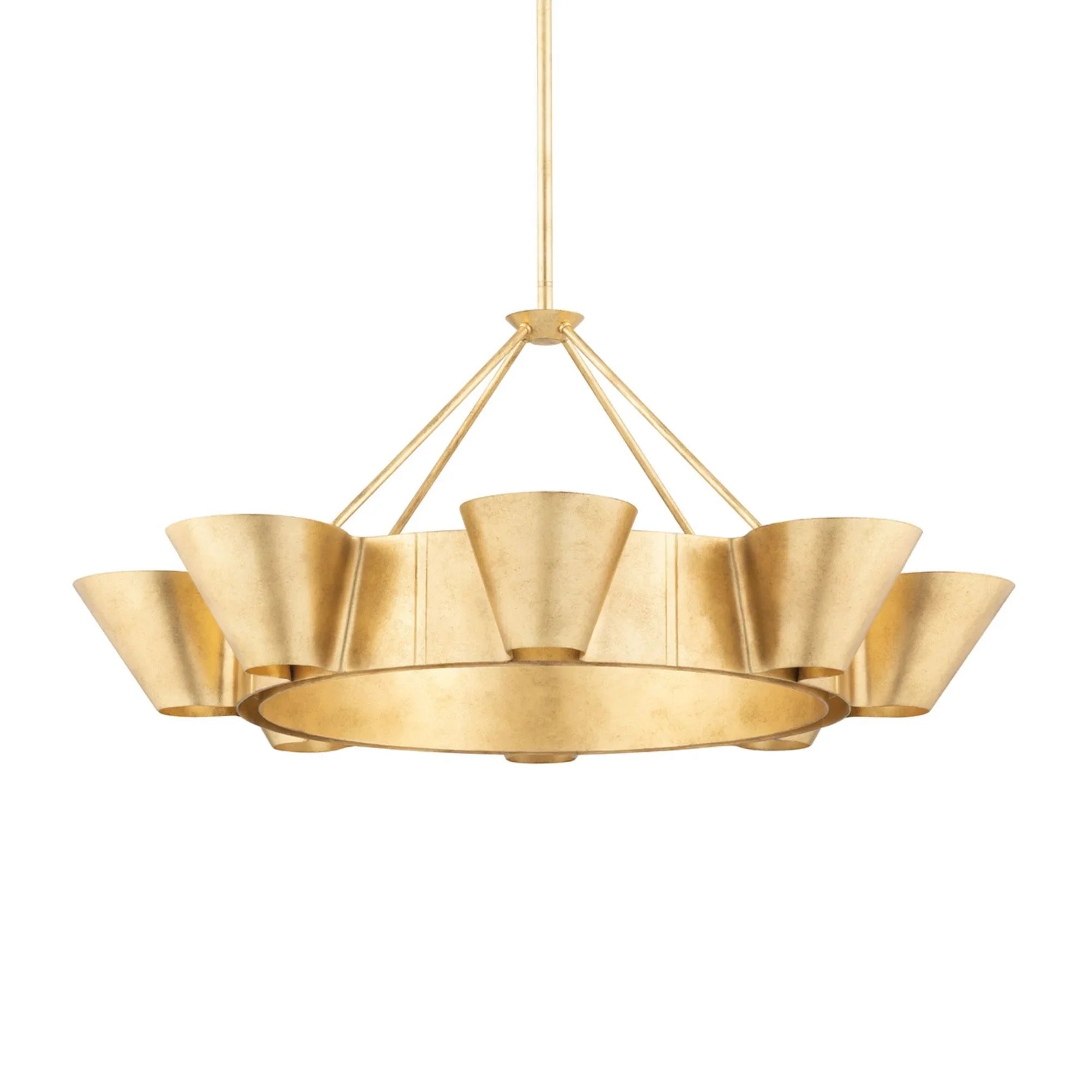 Reeve 38" 8-Light Chandelier, Vintage Gold Leaf Finish