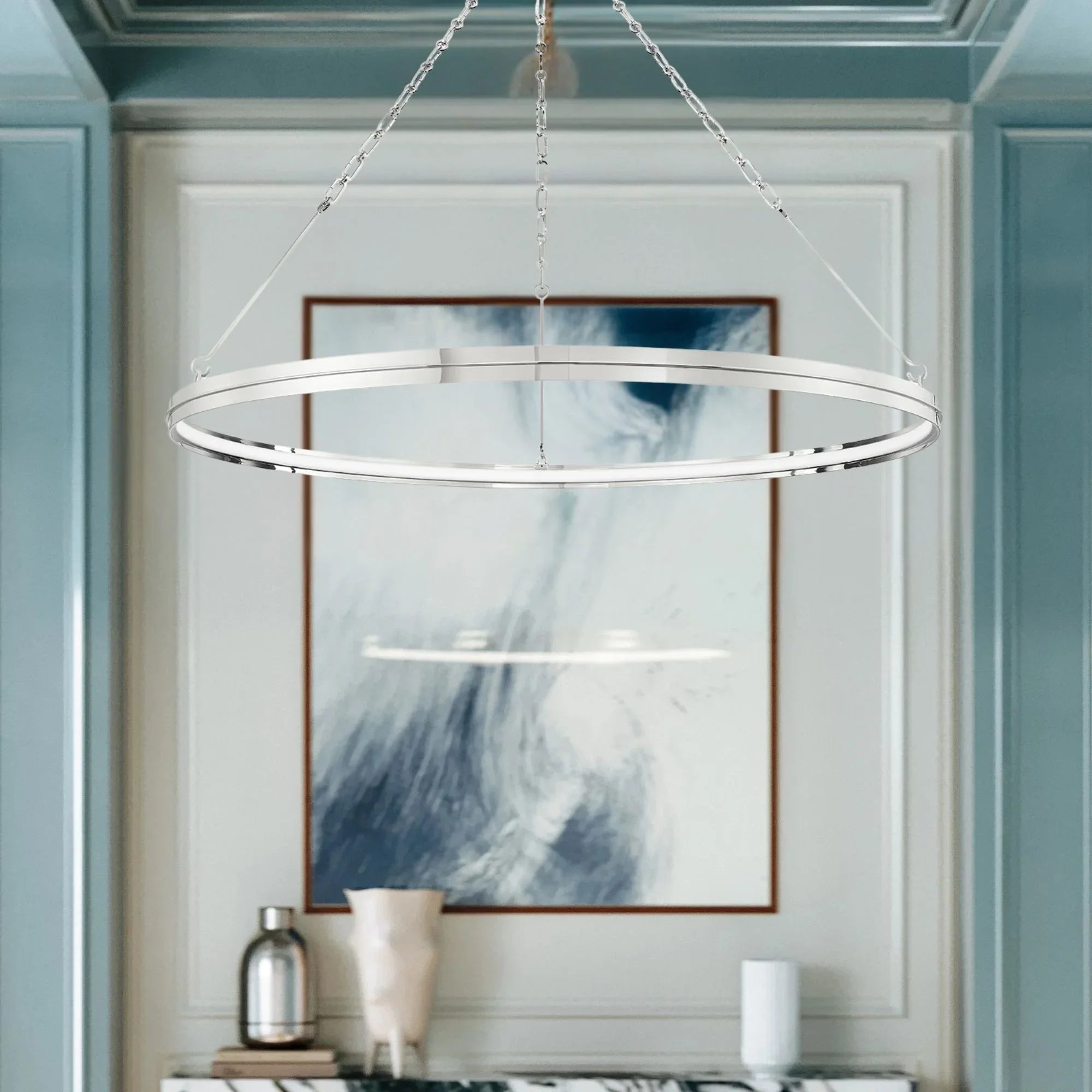 Rosendale 56" LED Chandelier, Polished Nickel Finish