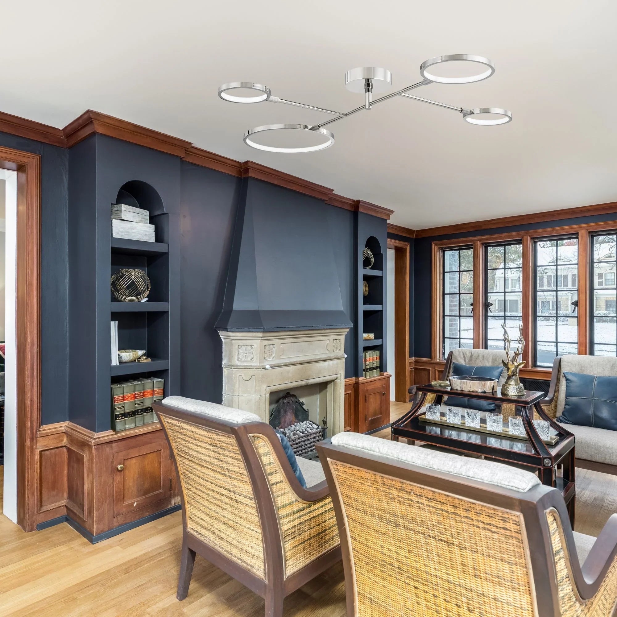 Saturn 43" LED Semi Flush Mount, Polished Nickel Finish