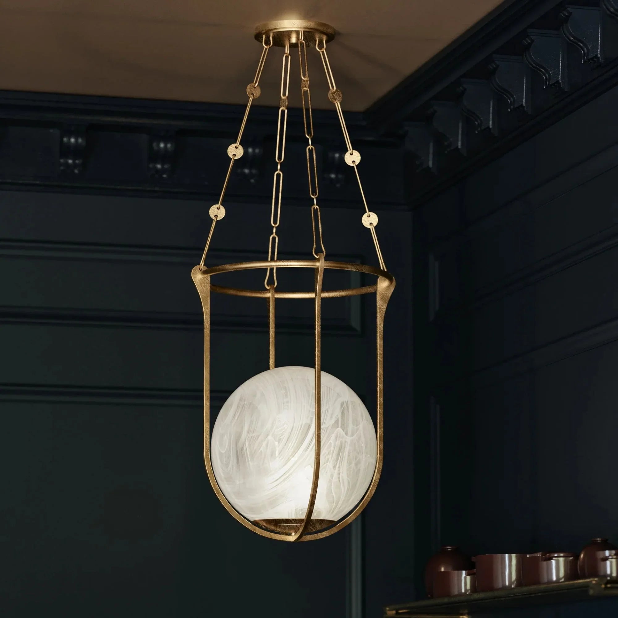 Verbank 23" Lantern, Vintage Gold Leaf Finish
