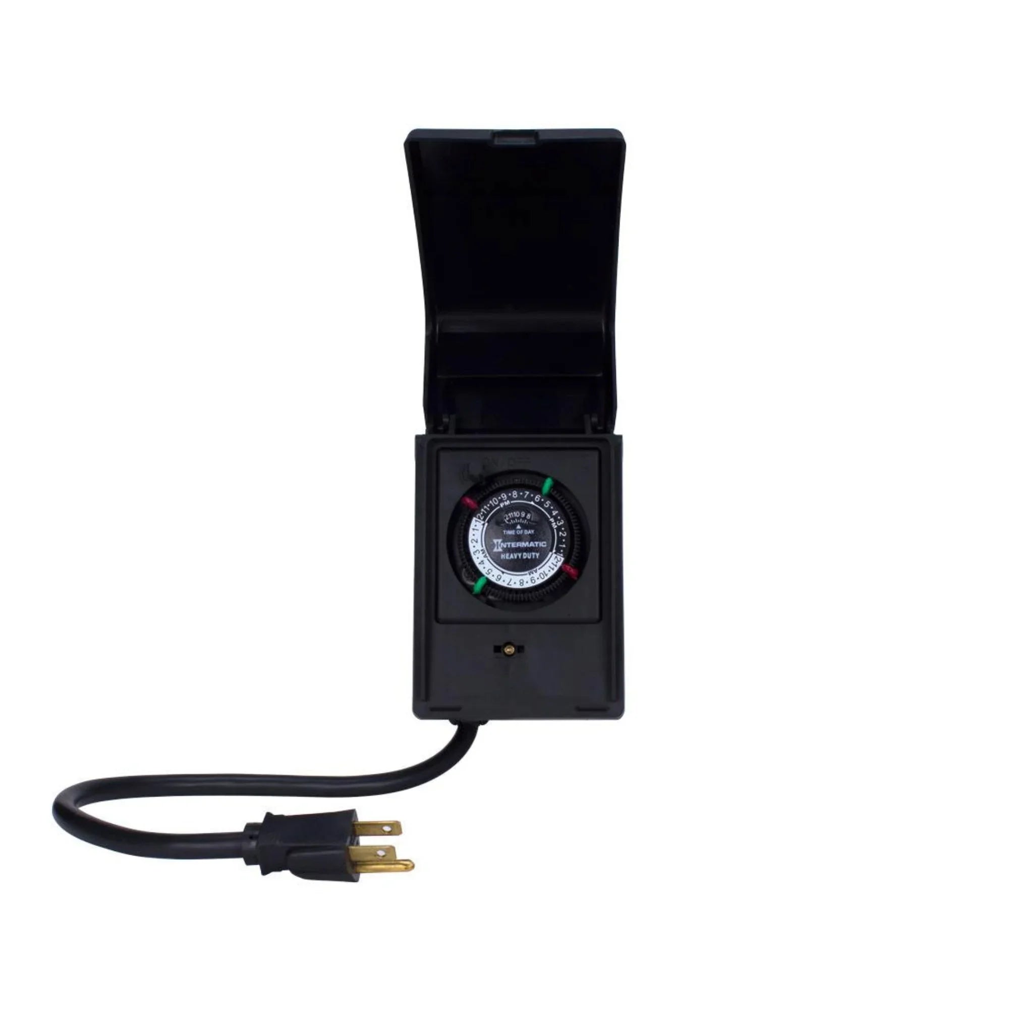 Heavy-Duty 24-Hour Outdoor Mechanical Plug-In Timer Switch, 15 Amp/1 HP, Black - Bees Lighting