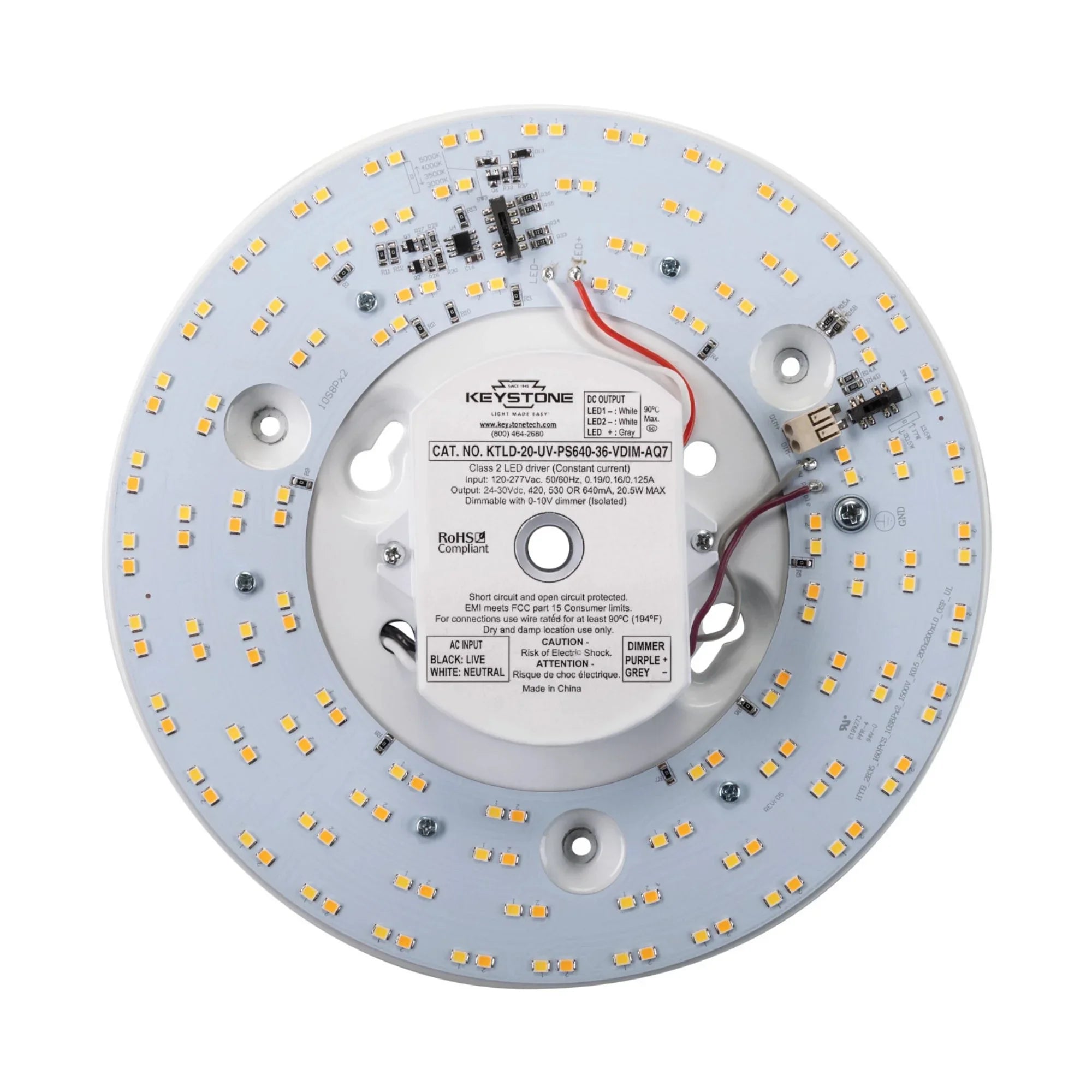 8" Round Flush Mount LED Retrofit Kit, 3200lm, Selectable CCT, 120-277V - Bees Lighting