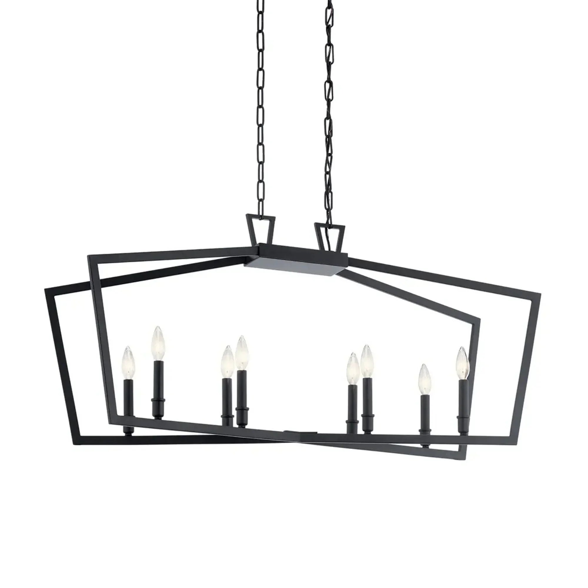 Abbotswell 42" 8-Light Linear Chandelier, Black Finish