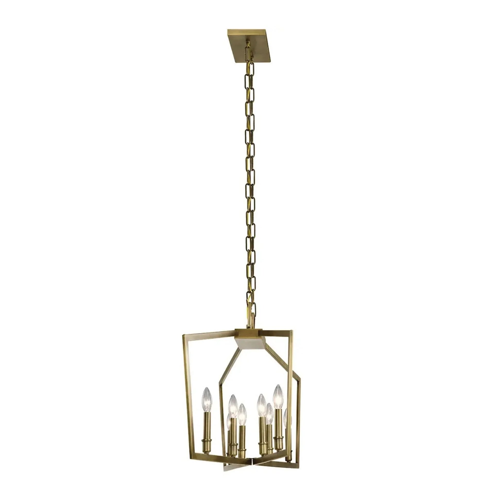 Abbotswell 42" 8-Light Linear Chandelier, Natural Brass Finish - Bees Lighting