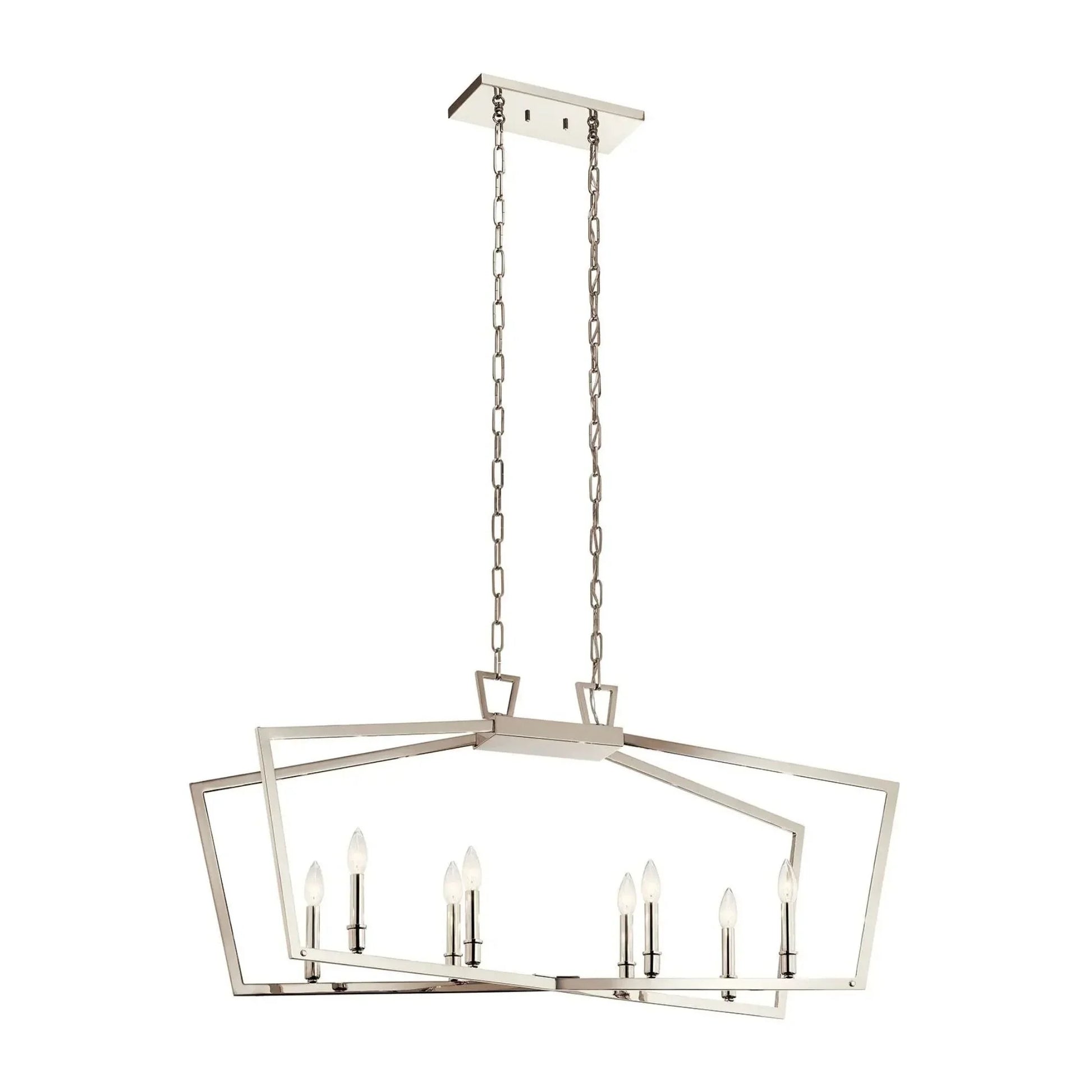 Abbotswell 42" 8-Light Linear Chandelier, Polished Nickel Finish - Bees Lighting