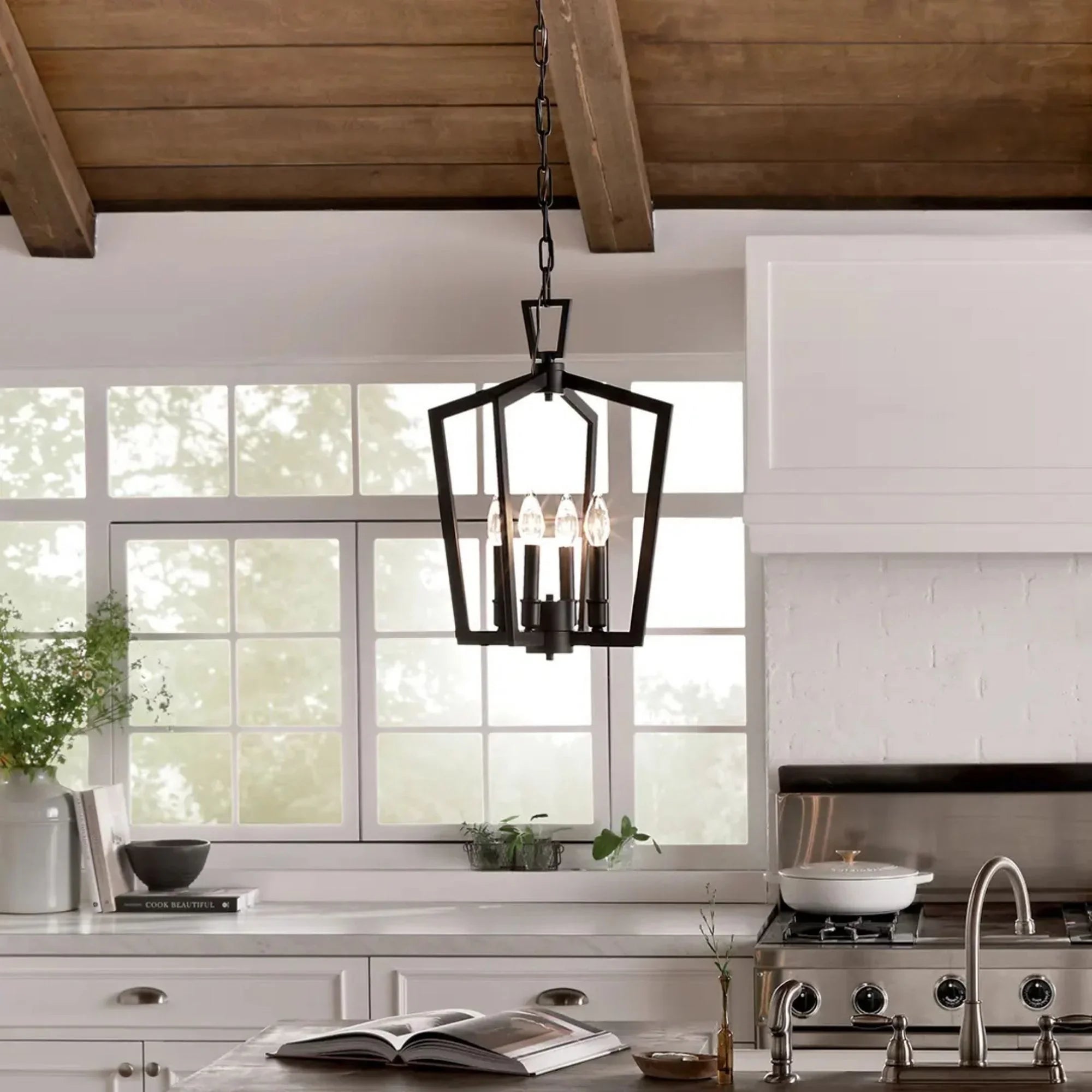 Abbotswell 14" 4-Light Pendant, Black Finish - Bees Lighting