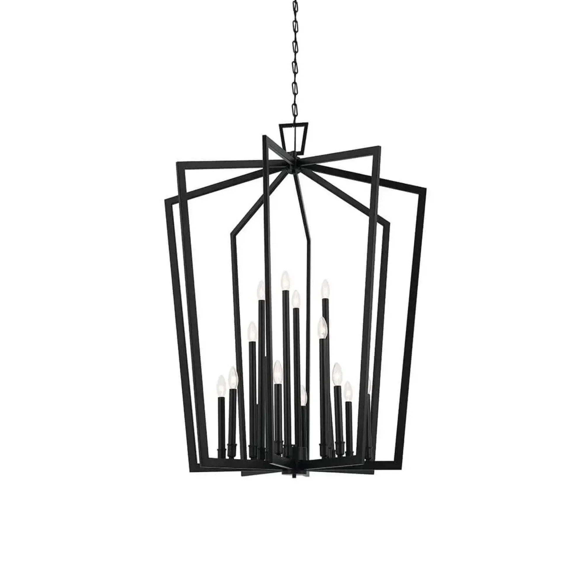 Abbotswell 37" 16 Light Foyer Pendant, Black Finish