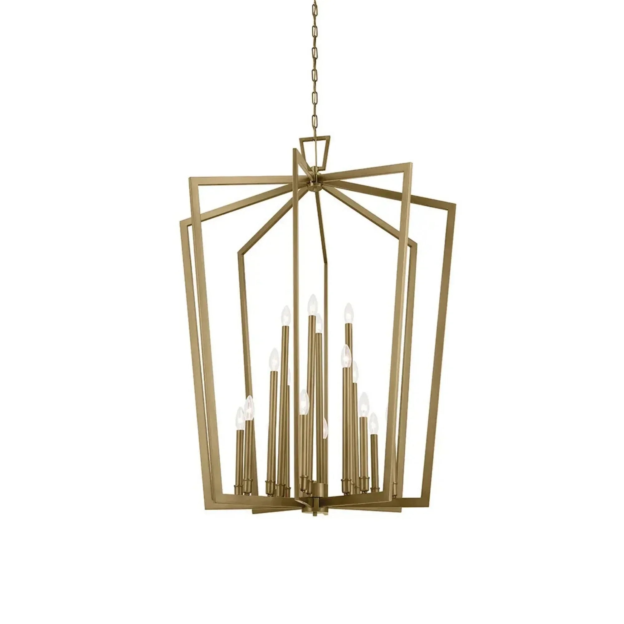 Abbotswell 37" 16-Light Foyer Pendant, Natural Brass Finish