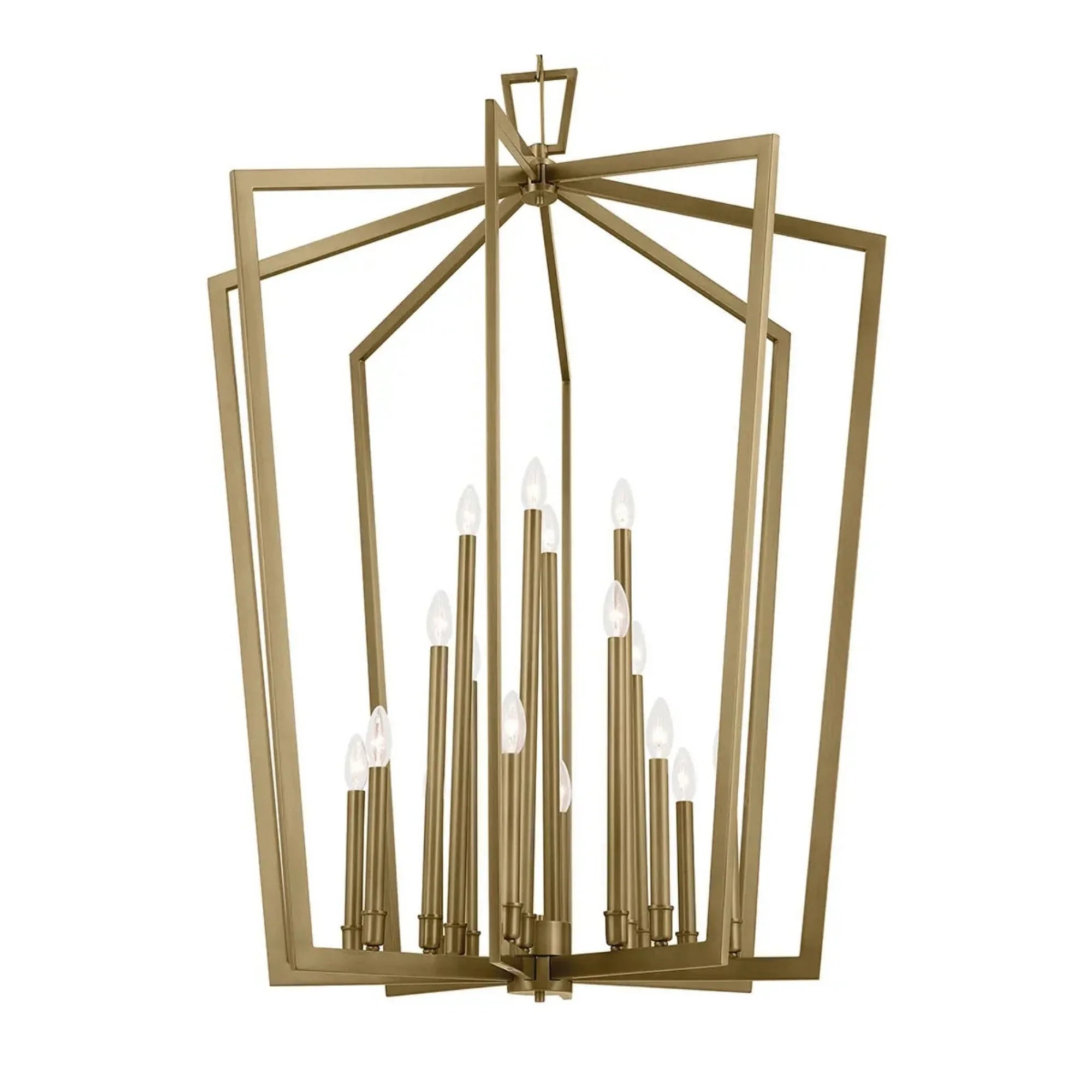 Abbotswell 37" 16-Light Foyer Pendant, Natural Brass Finish