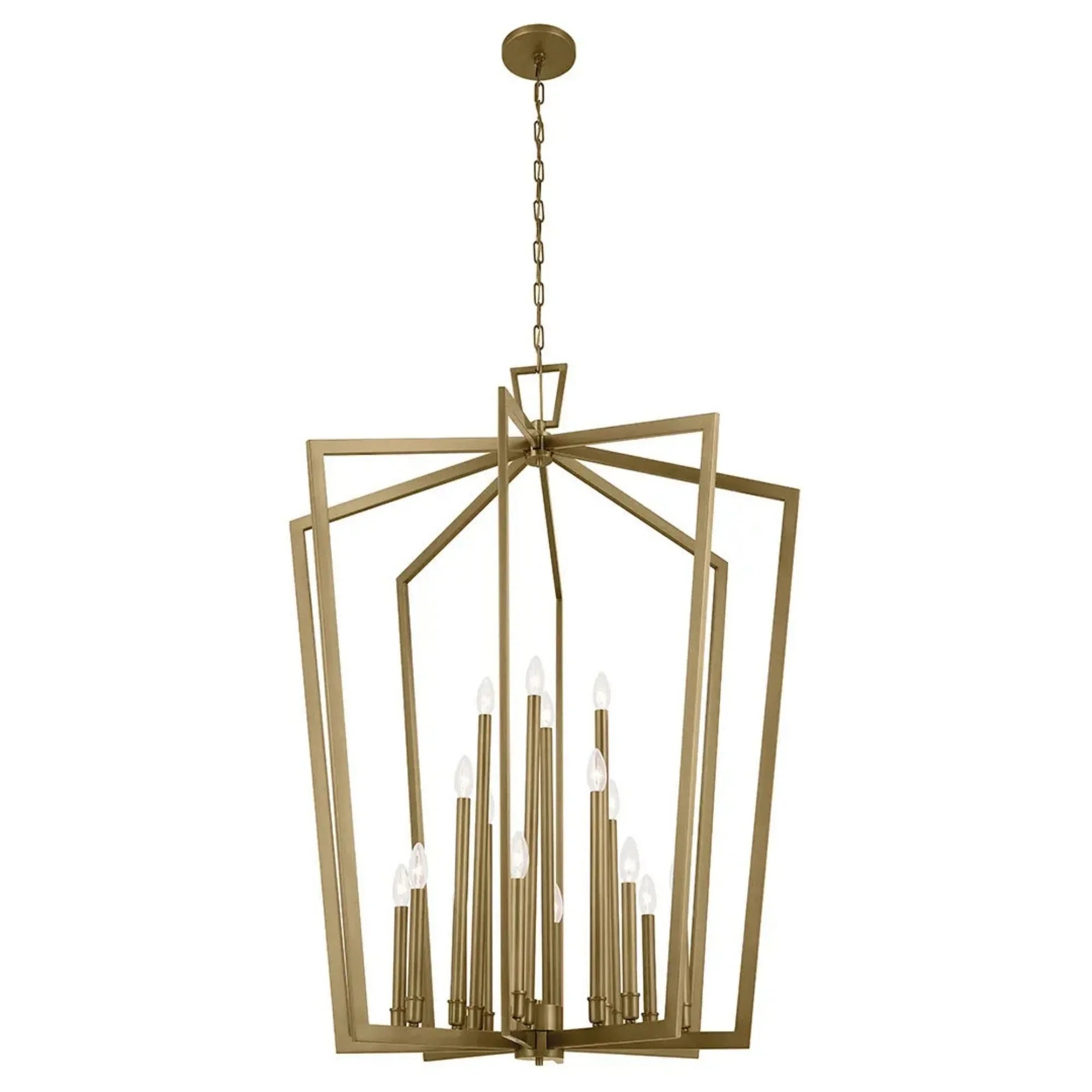 Abbotswell 37" 16-Light Foyer Pendant, Natural Brass Finish