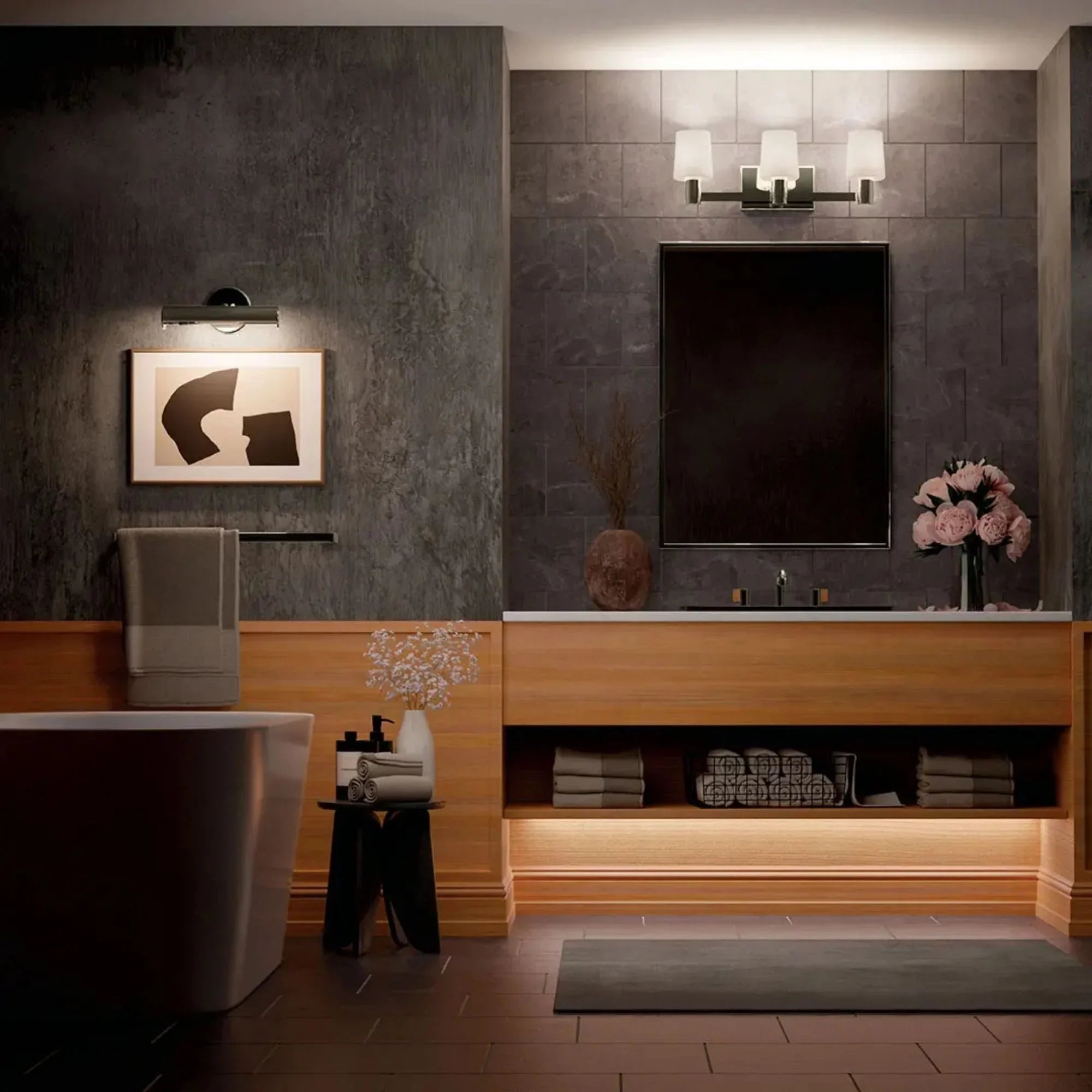 Adani 24" 3-Light Vanity Light, Polished Nickel Finish - Bees Lighting