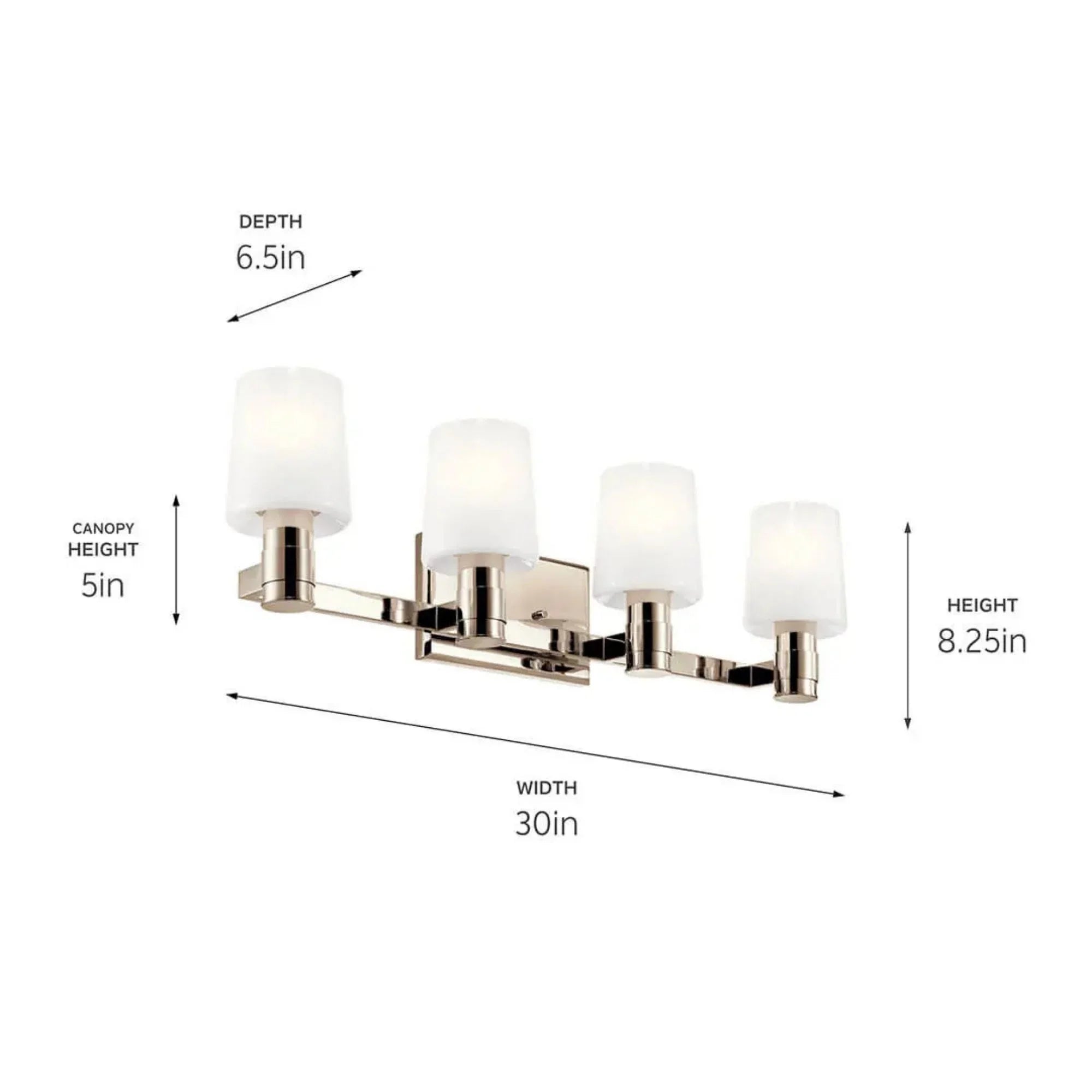 Adani 30" 4-Light Vanity Light, Polished Nickel Finish