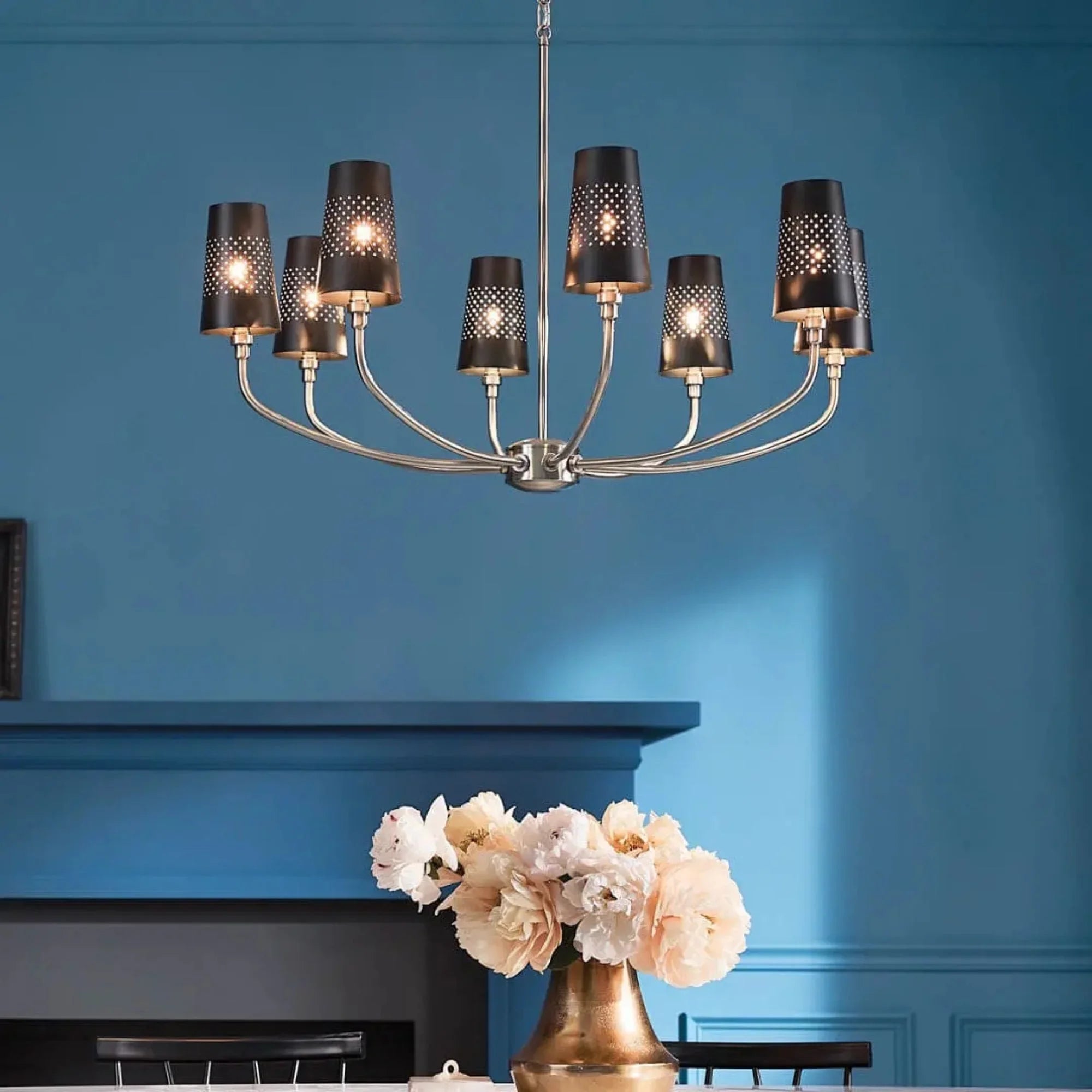 Adeena 37" 8-Light Chandelier, Classic Pewter Finish - Bees Lighting