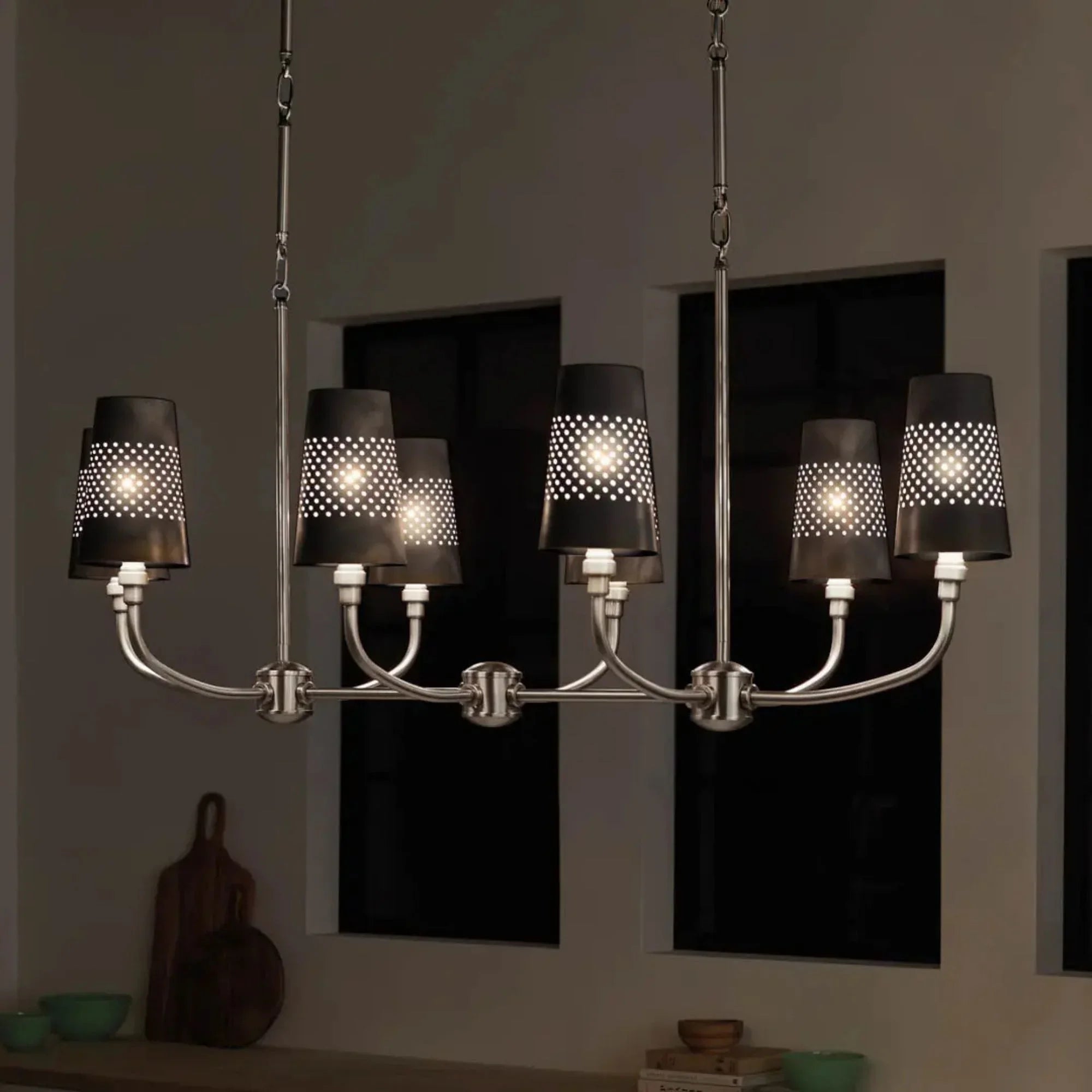 Adeena 47" 8-Light Linear Chandelier, Classic Pewter Finish