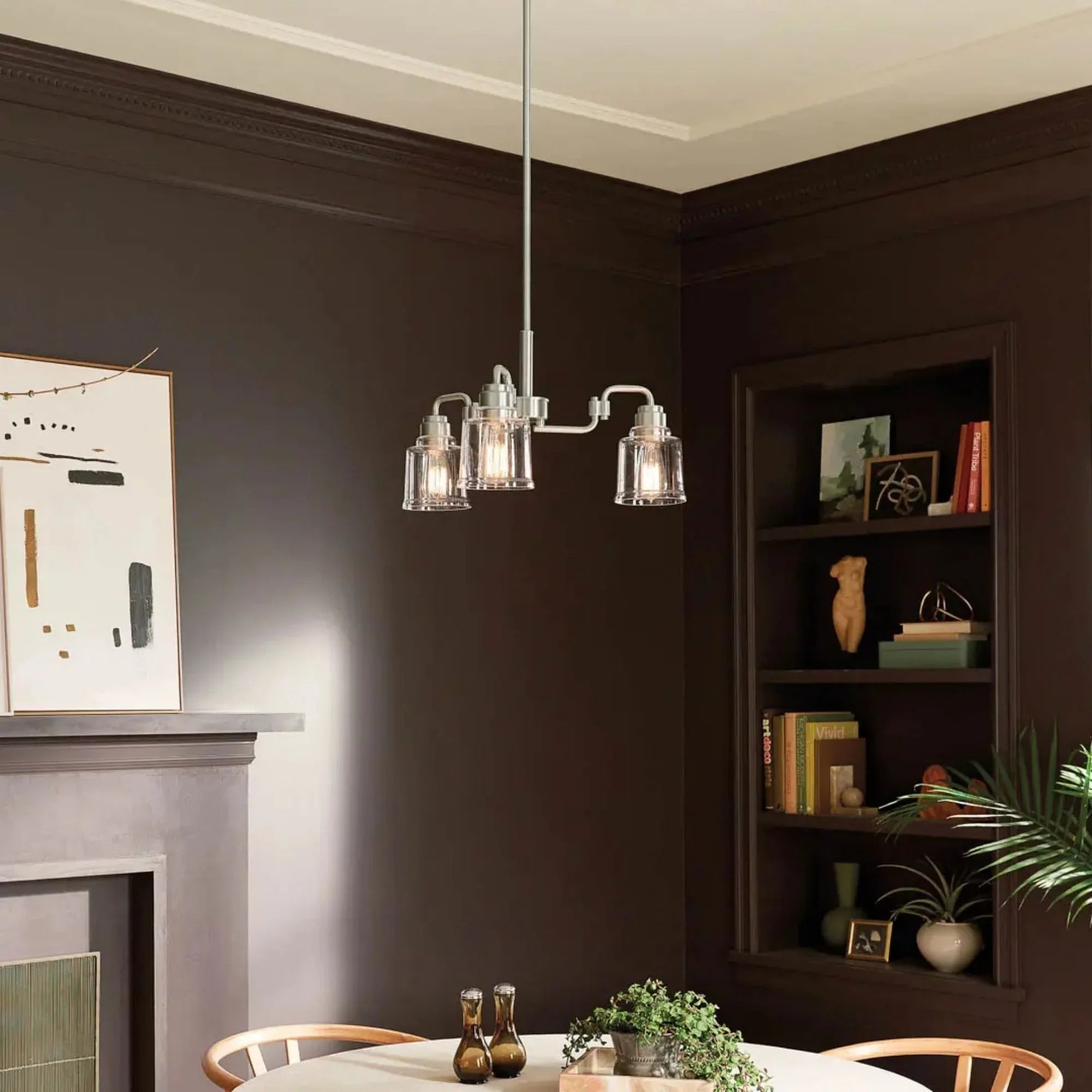 Aivian 23" 3-Light Chandelier, Nickel Textured Finish