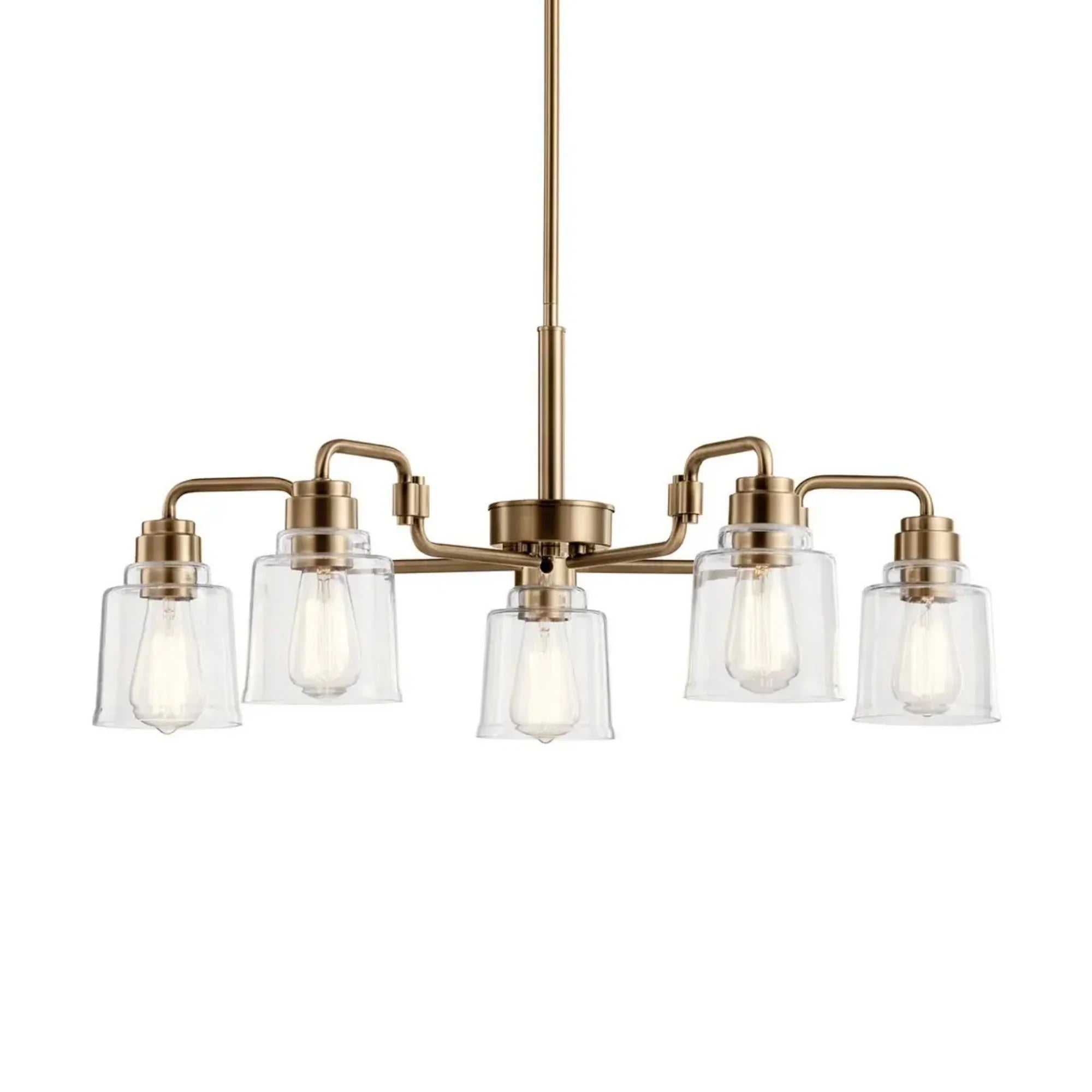 Aivian 30" 5-Light Chandelier, Weathered Brass Finish