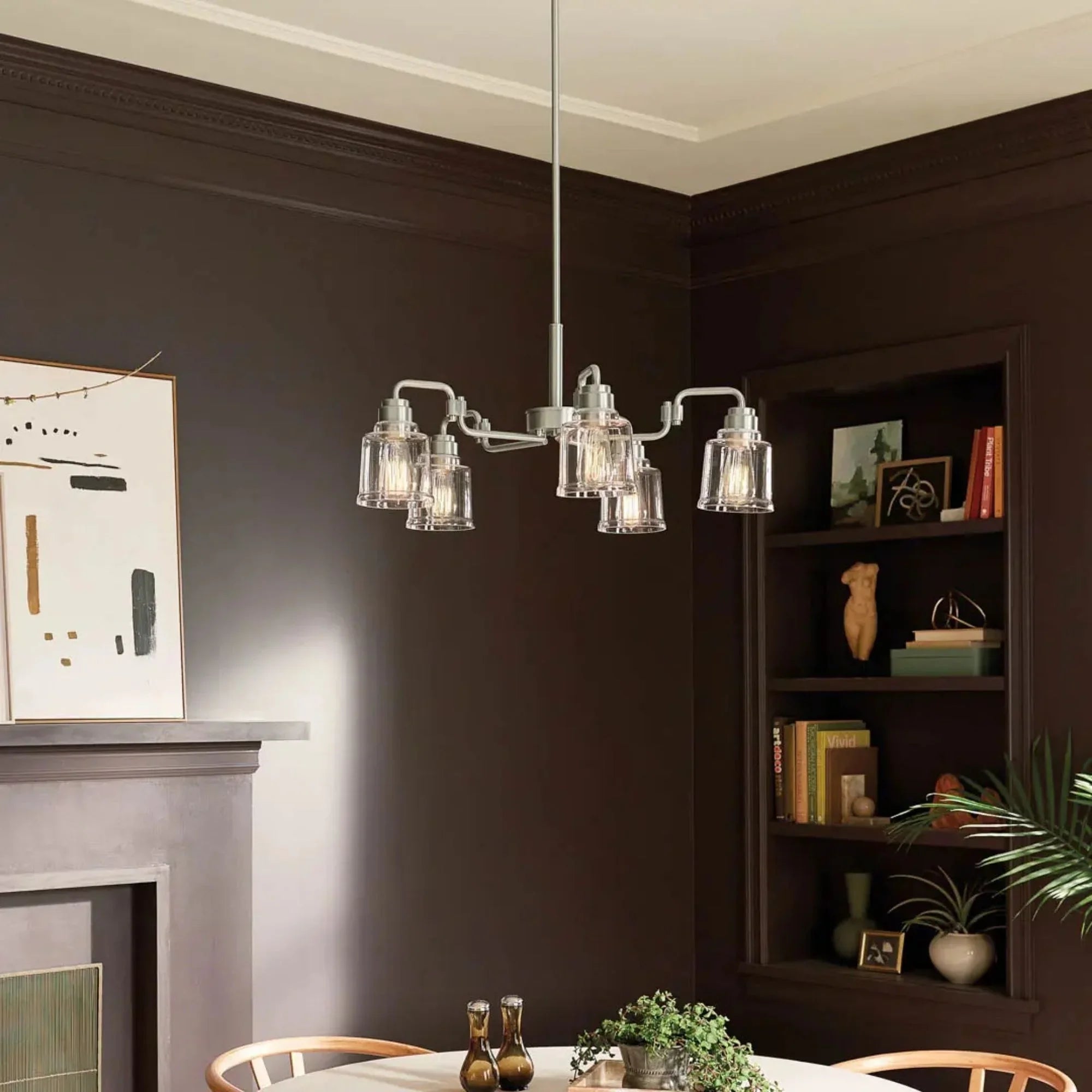 Aivian 30" 5-Light Chandelier, Weathered Brass Finish