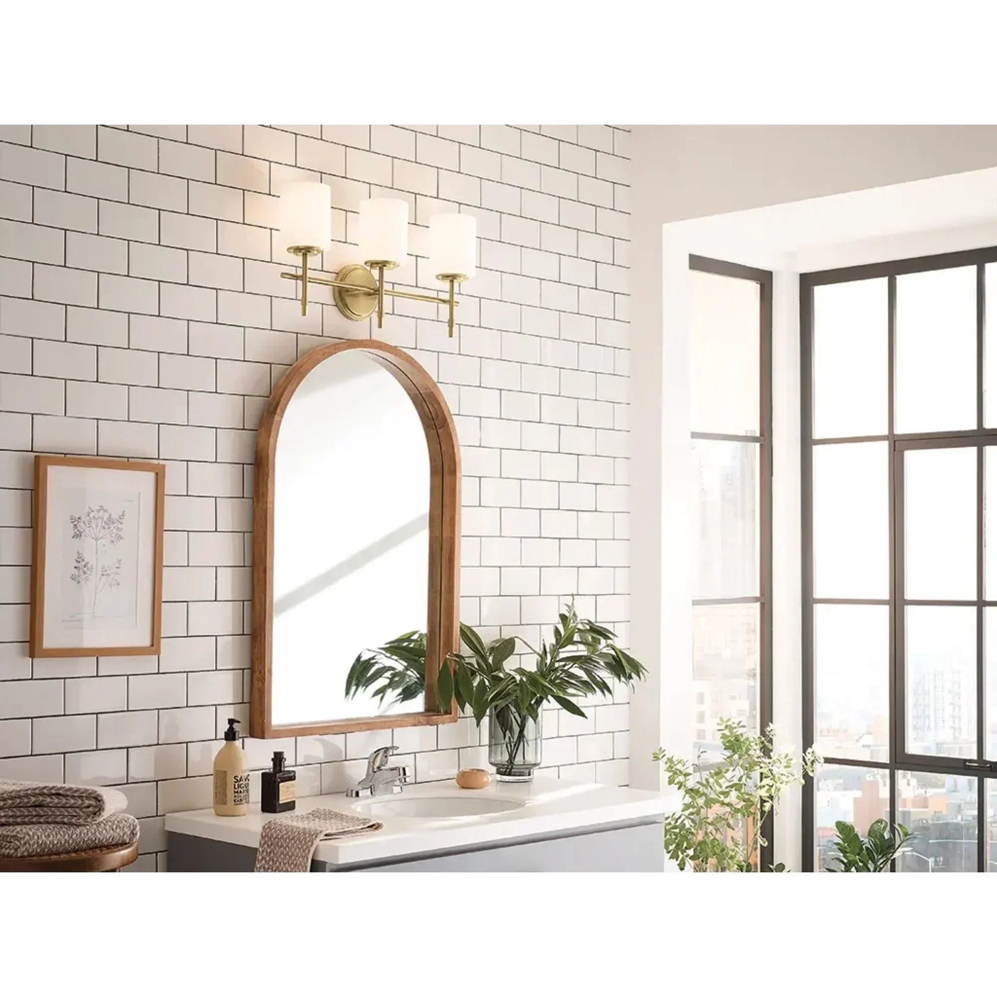 Ali 23" 3-Light Bath Vanity Light, Polished Nickel Finish