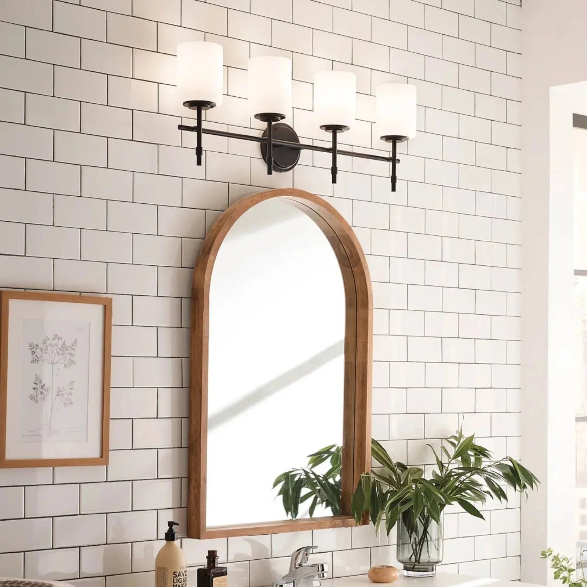 Ali 33" 4-Light Bath Vanity Light, Black Finish