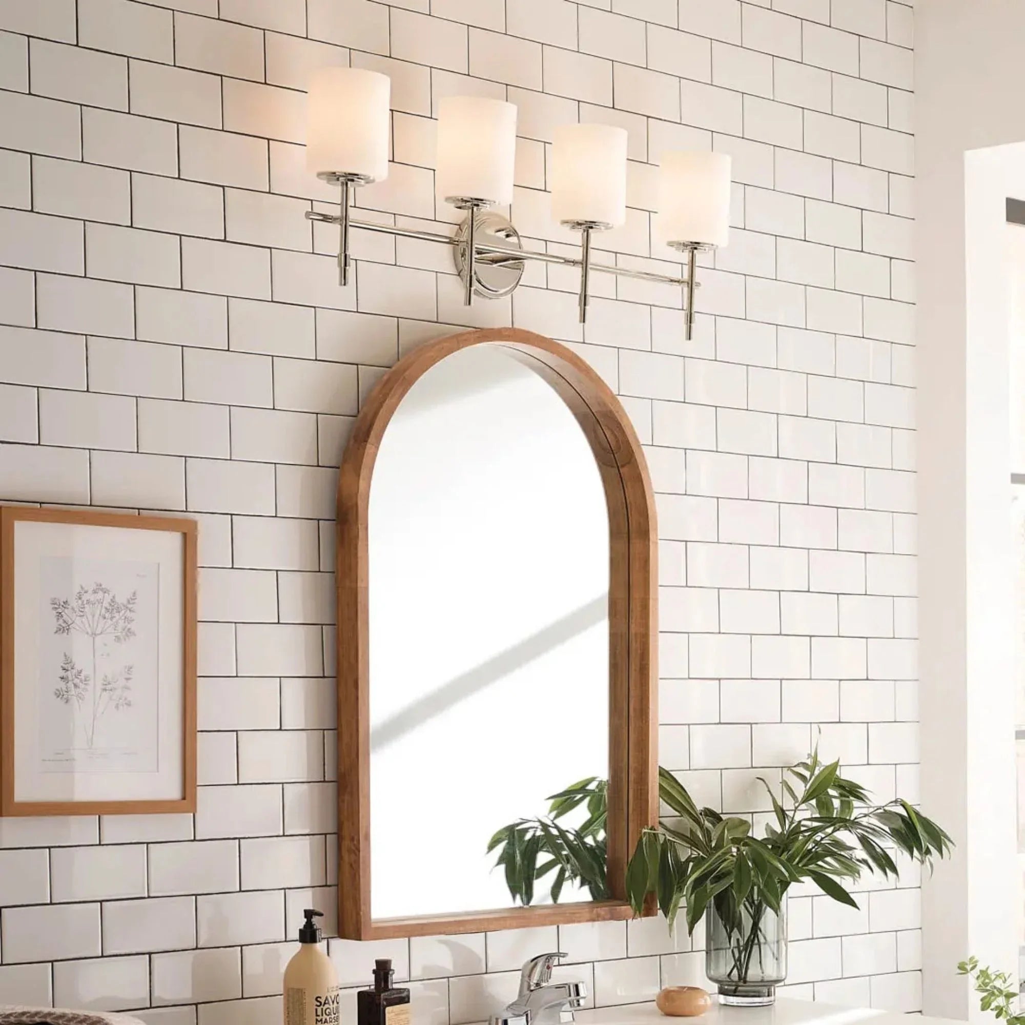 Ali 33" 4-Light Bath Vanity Light, Polished Nickel Finish