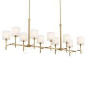 Ali 57" 10-Light Linear Chandelier, Brushed Natural Brass Finish