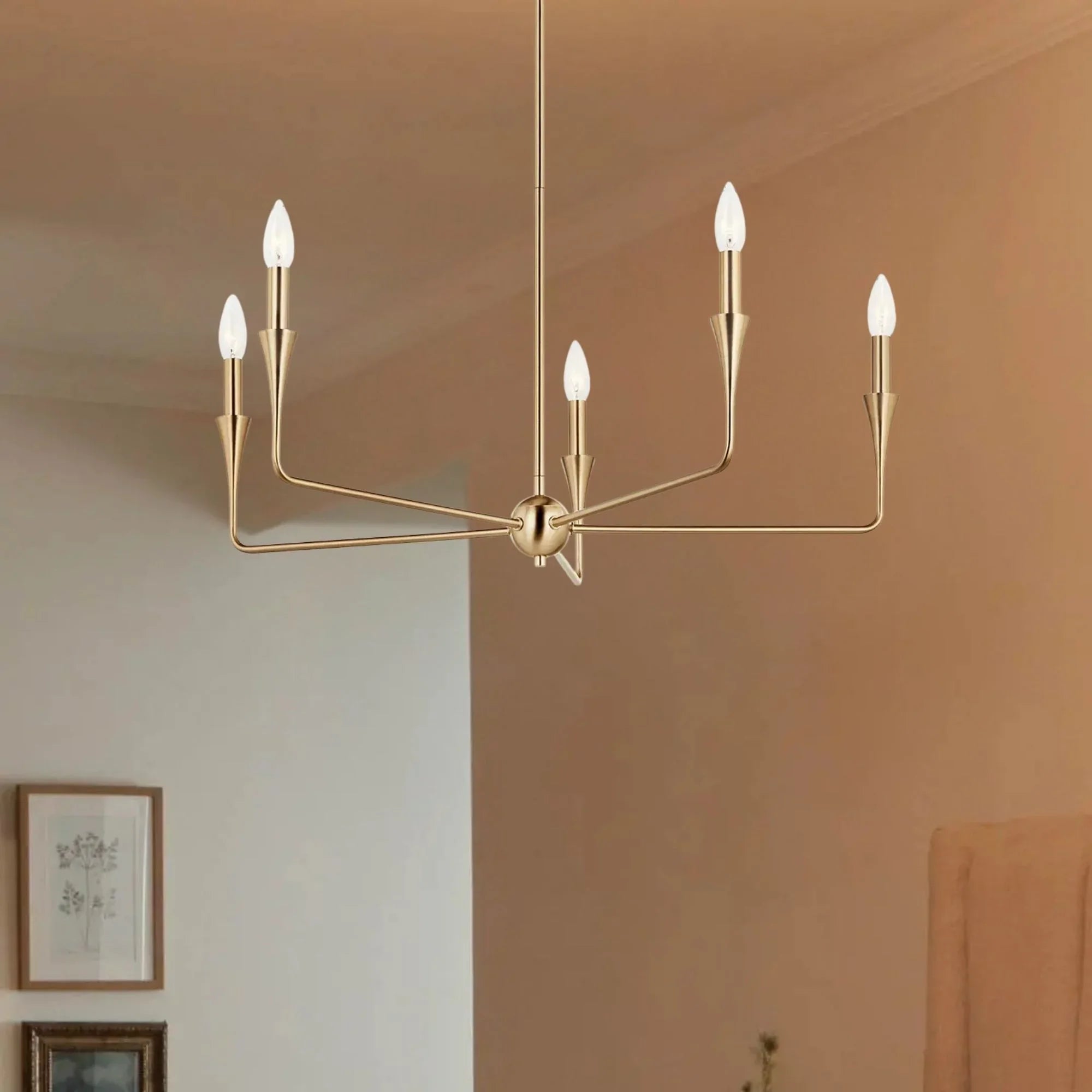Alvaro 30" 5-Light Chandelier, Champagne Bronze Finish - Bees Lighting
