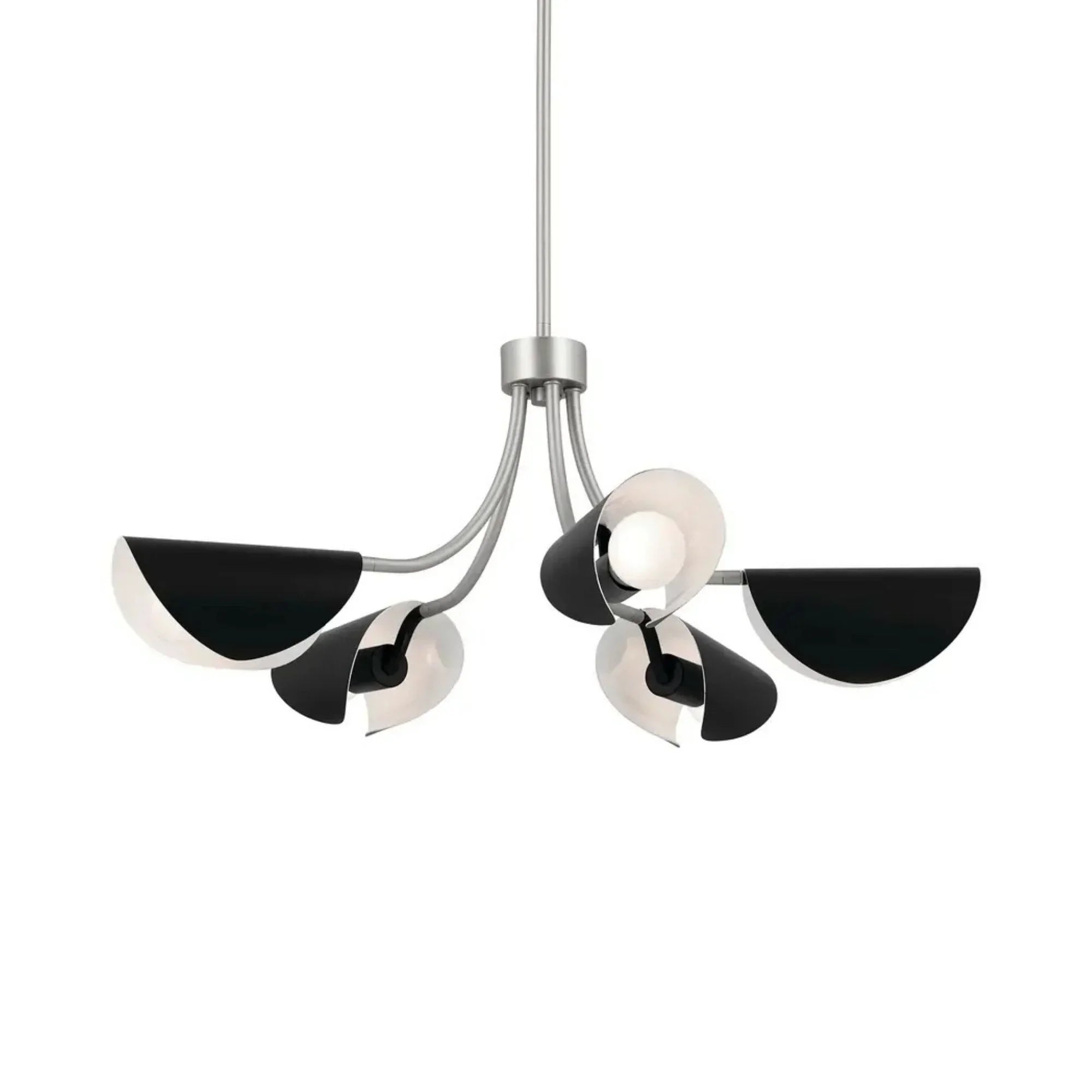 Arcus 29" 5-Light Chandelier, Satin Nickel & Black Finish