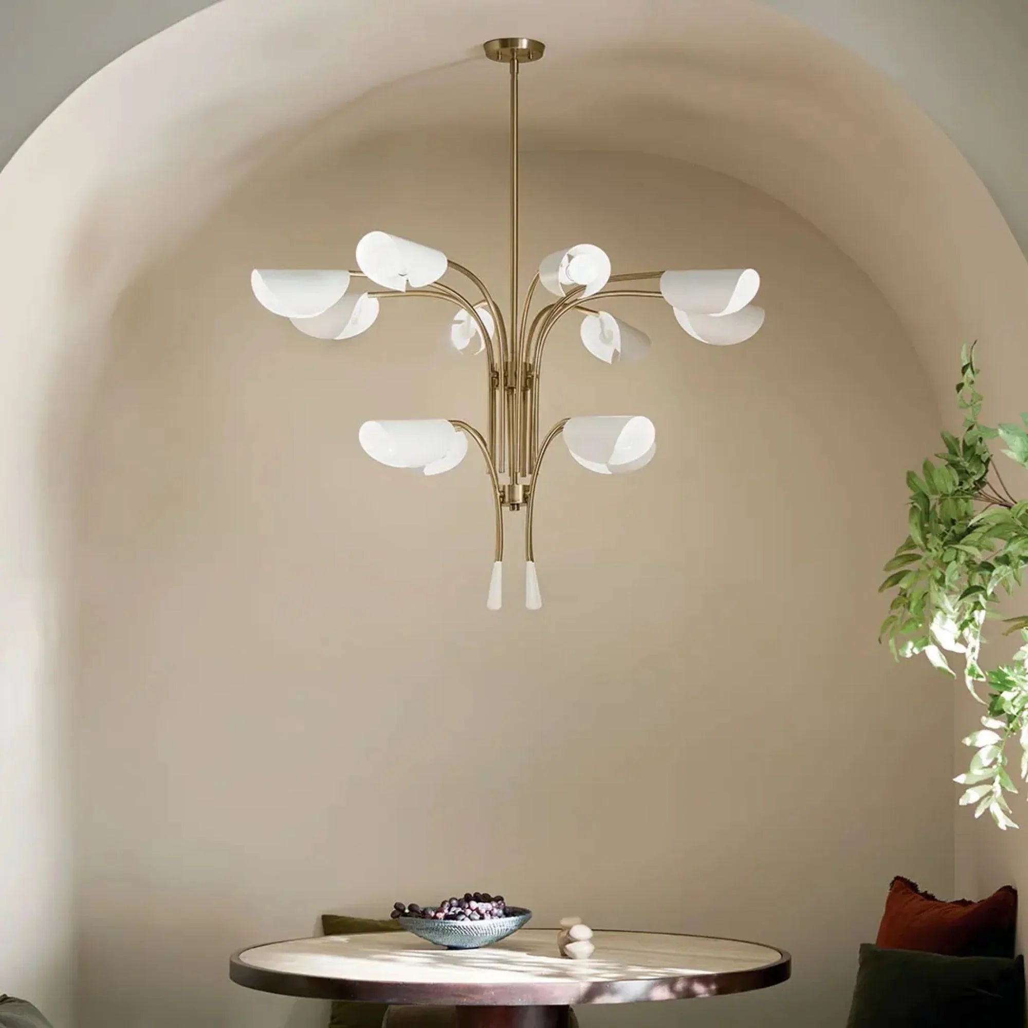 Arcus 46" 12-Light Chandelier, Champagne Bronze & White Finish