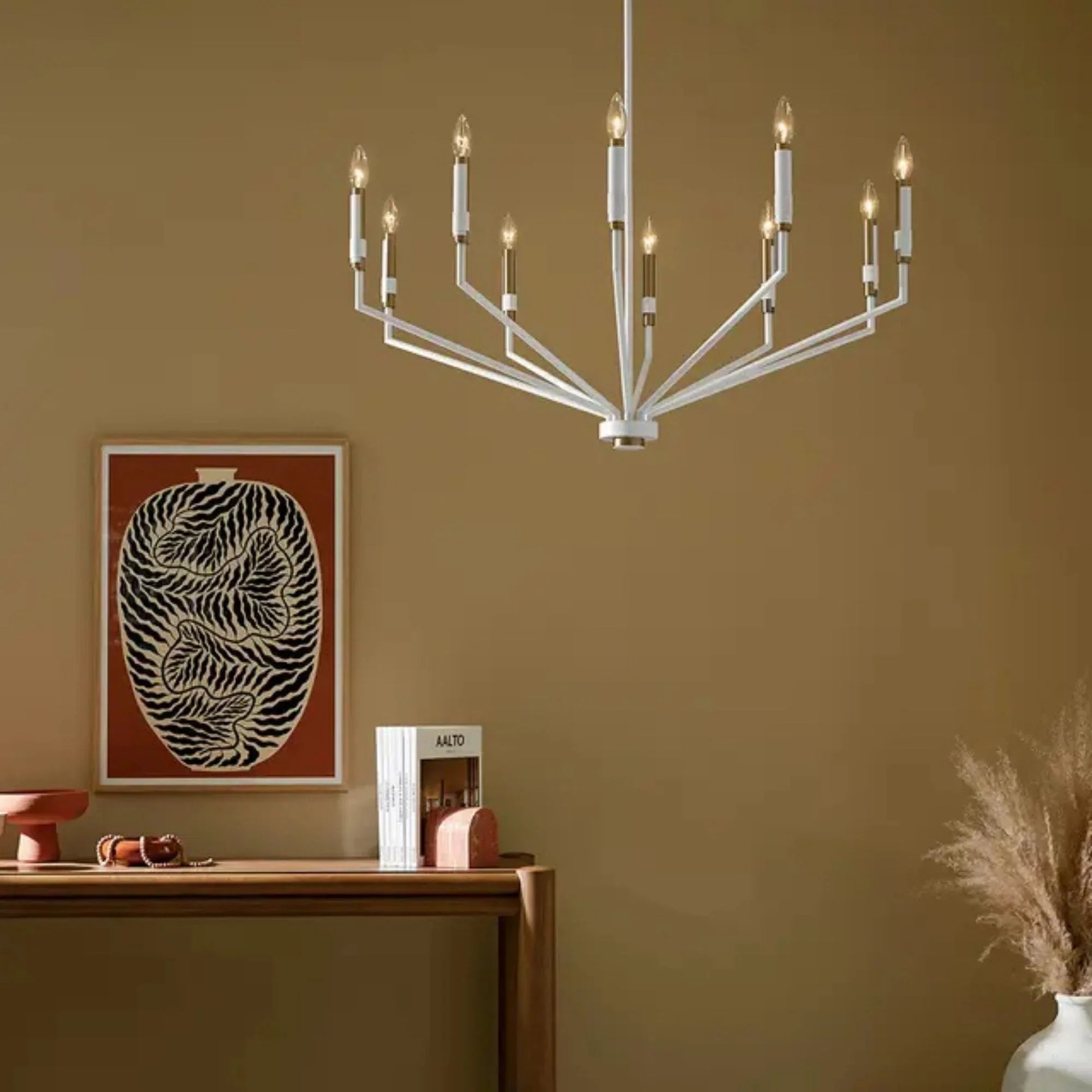 Armand 38" 10-Light Chandelier, White Finish