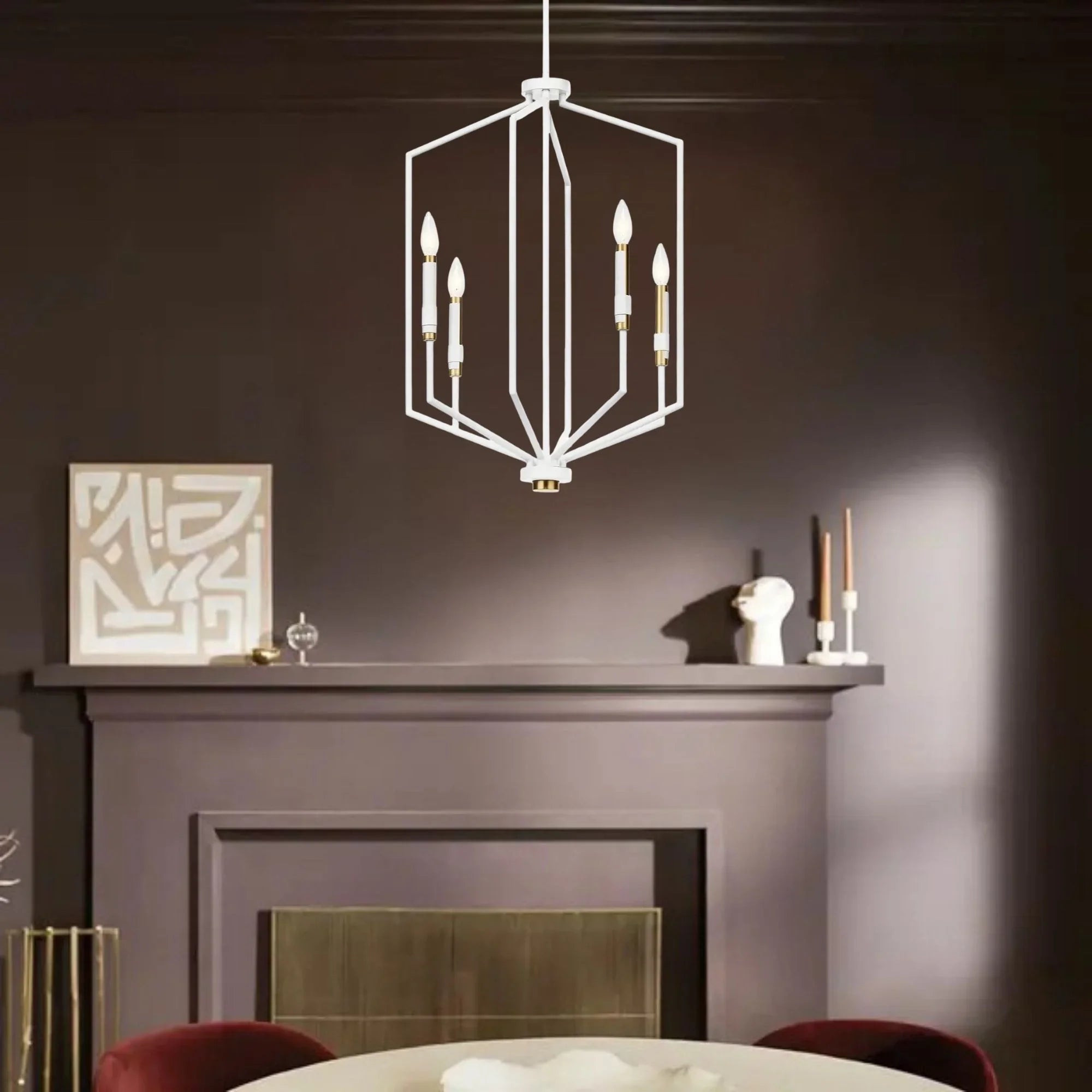 Armand 19" 4-Light Foyer Pendant, White Finish - Bees Lighting