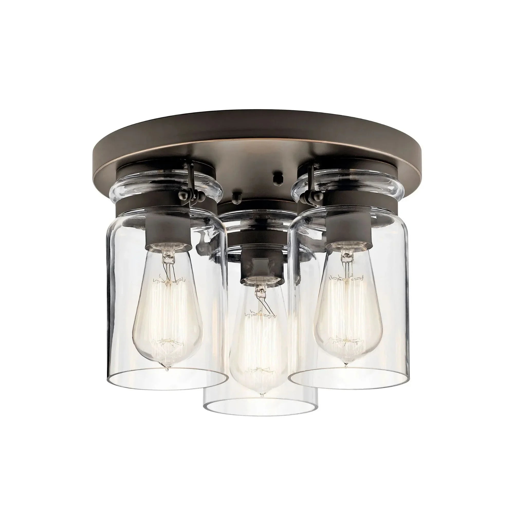 Brinley 12" 3-Light Flush Mount, Olde Bronze Finish