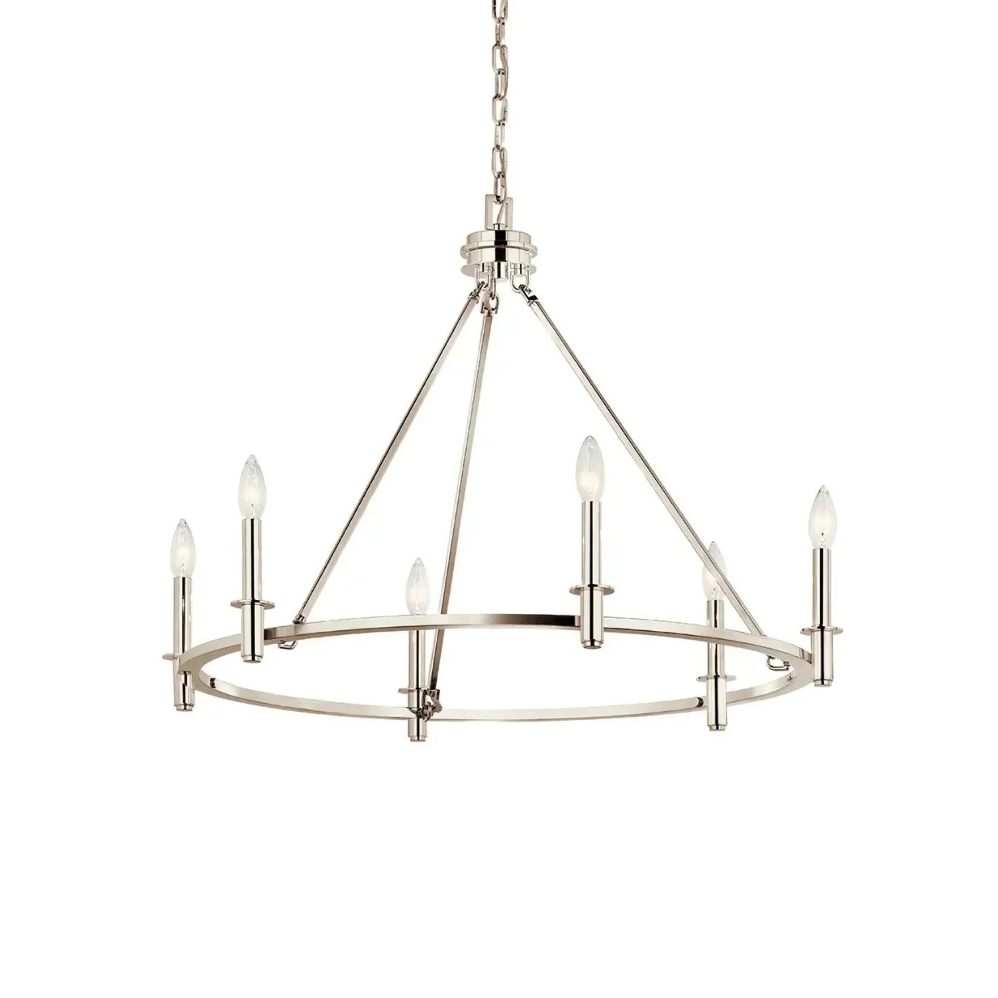 Carrick 32" 6-Light Chandelier, Polished Nickel Finish