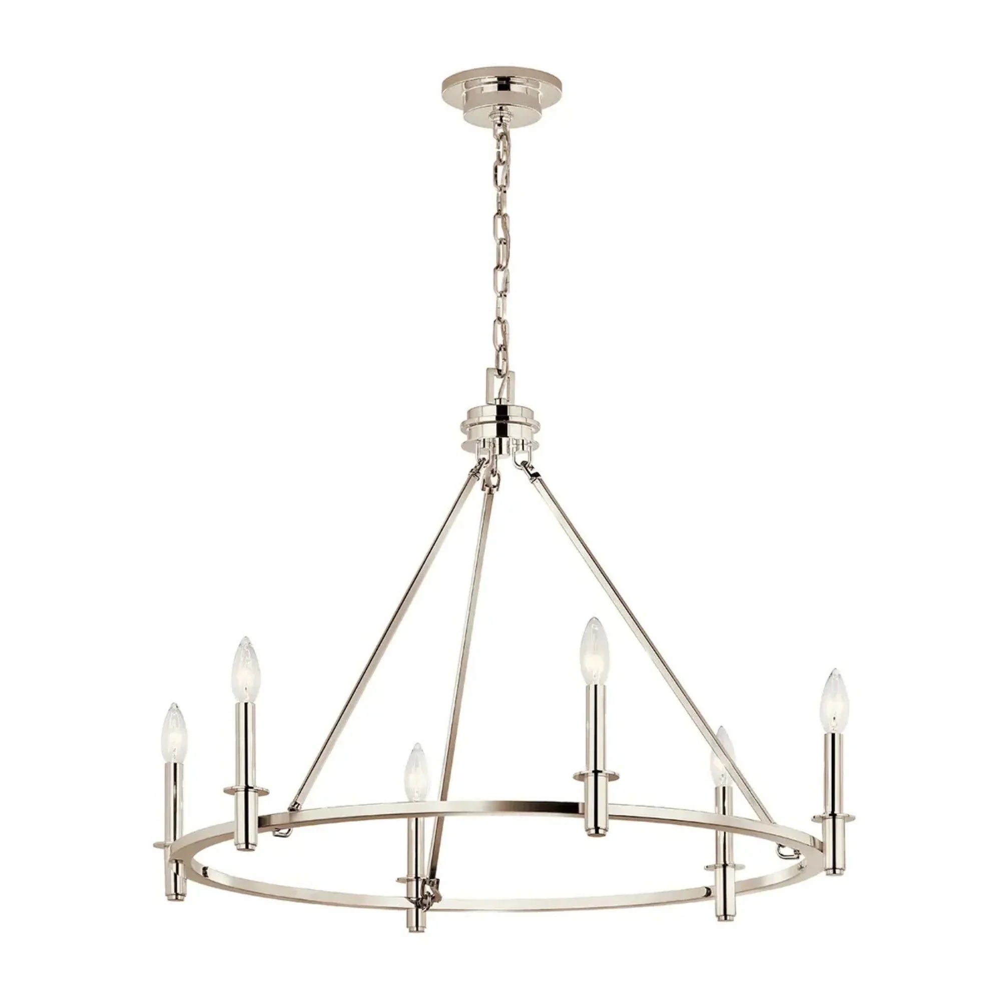 Carrick 32" 6-Light Chandelier, Polished Nickel Finish