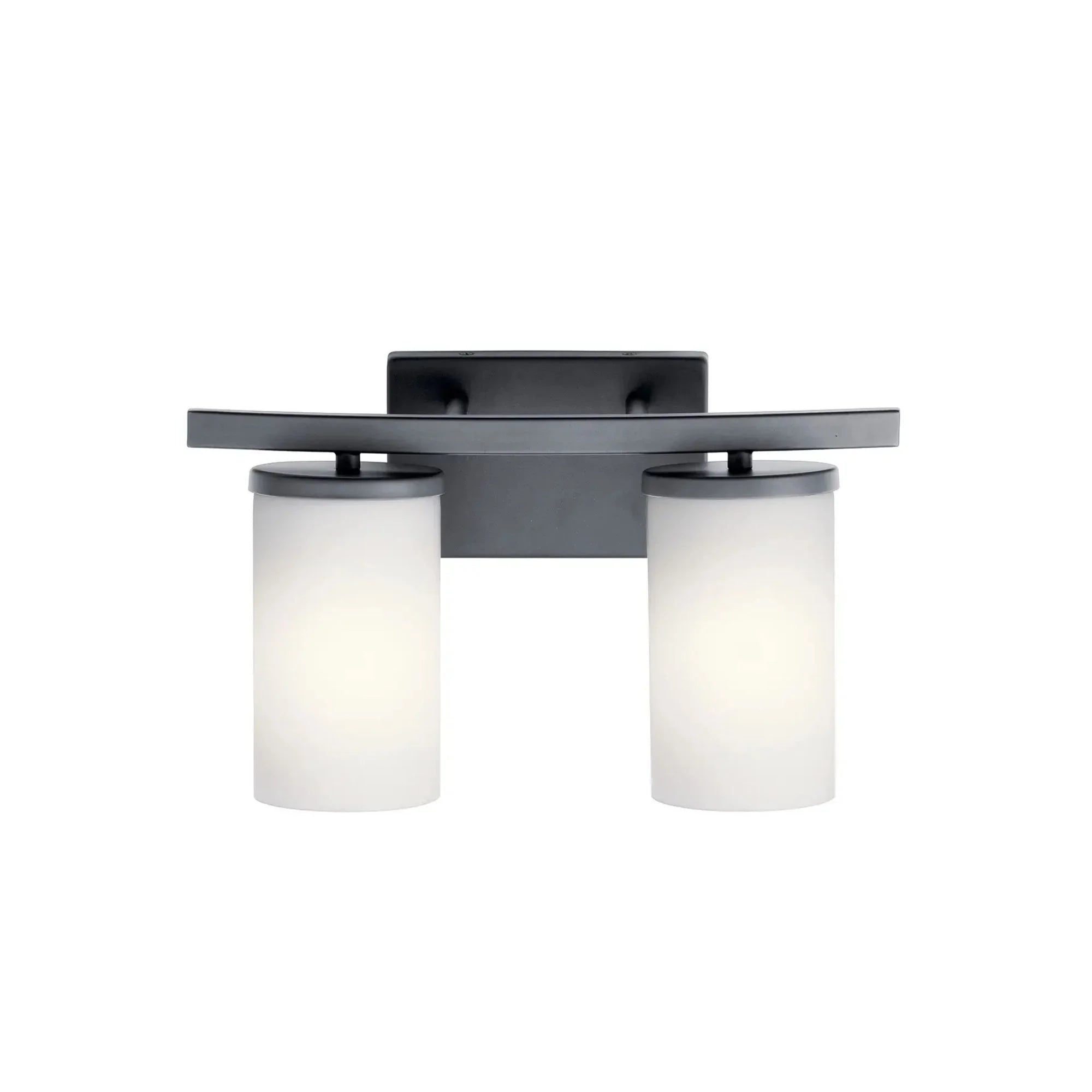 Crosby 15" 2-Light Bath Vanity Light, Black Finish, Etched Glass - Bees Lighting
