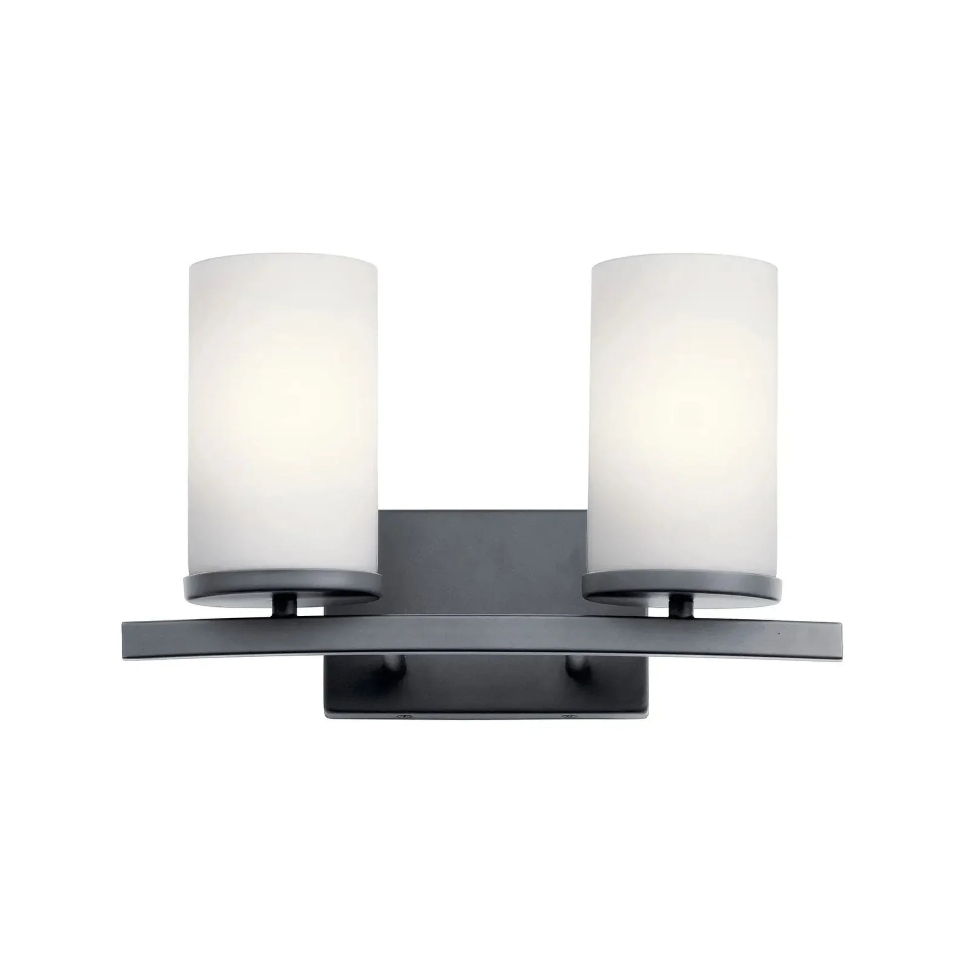 Crosby 15" 2-Light Bath Vanity Light, Black Finish, Etched Glass - Bees Lighting