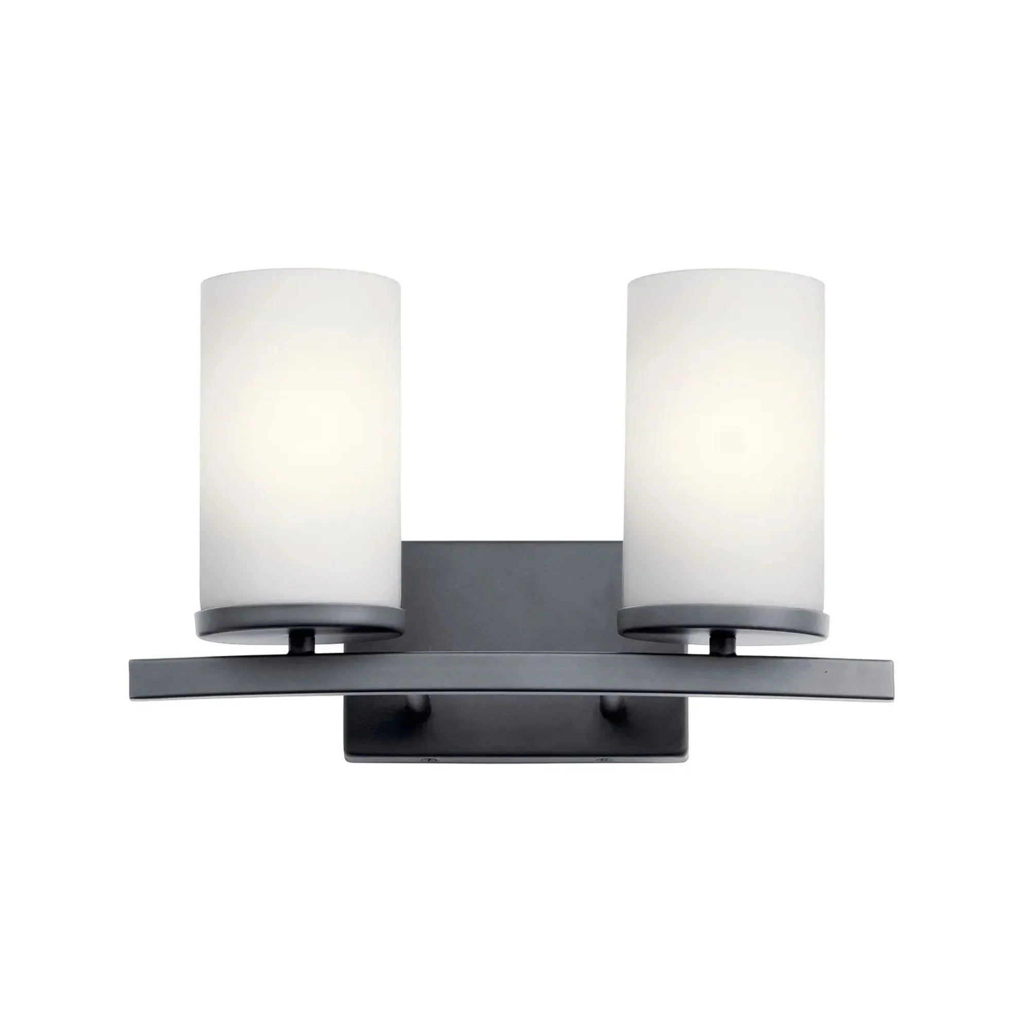 Crosby 15" 2-Light Bath Vanity Light, Black Finish, Etched Glass - Bees Lighting