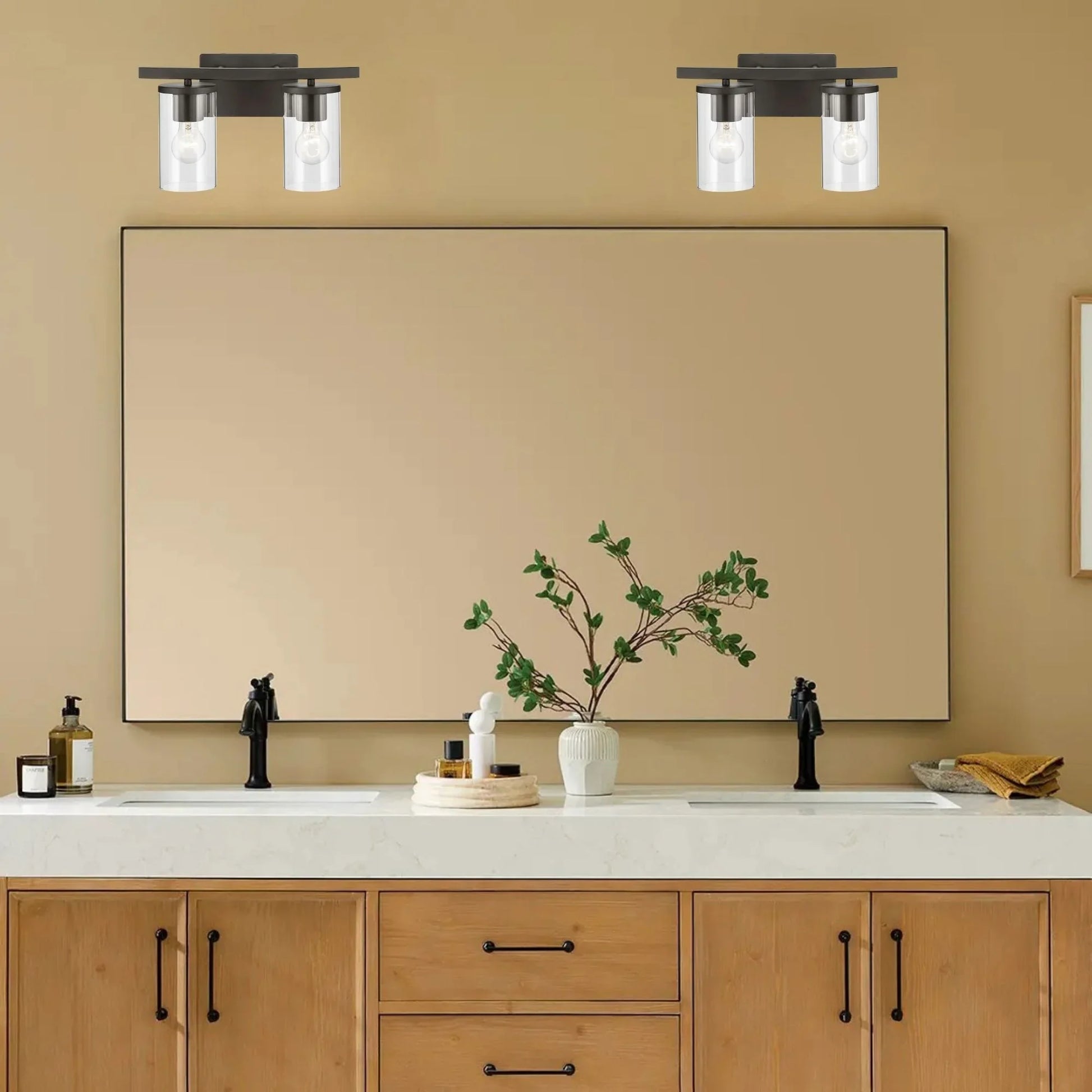 Crosby 15" 2-Light Bath Vanity Light, Olde Bronze Finish, Clear Glass - Bees Lighting