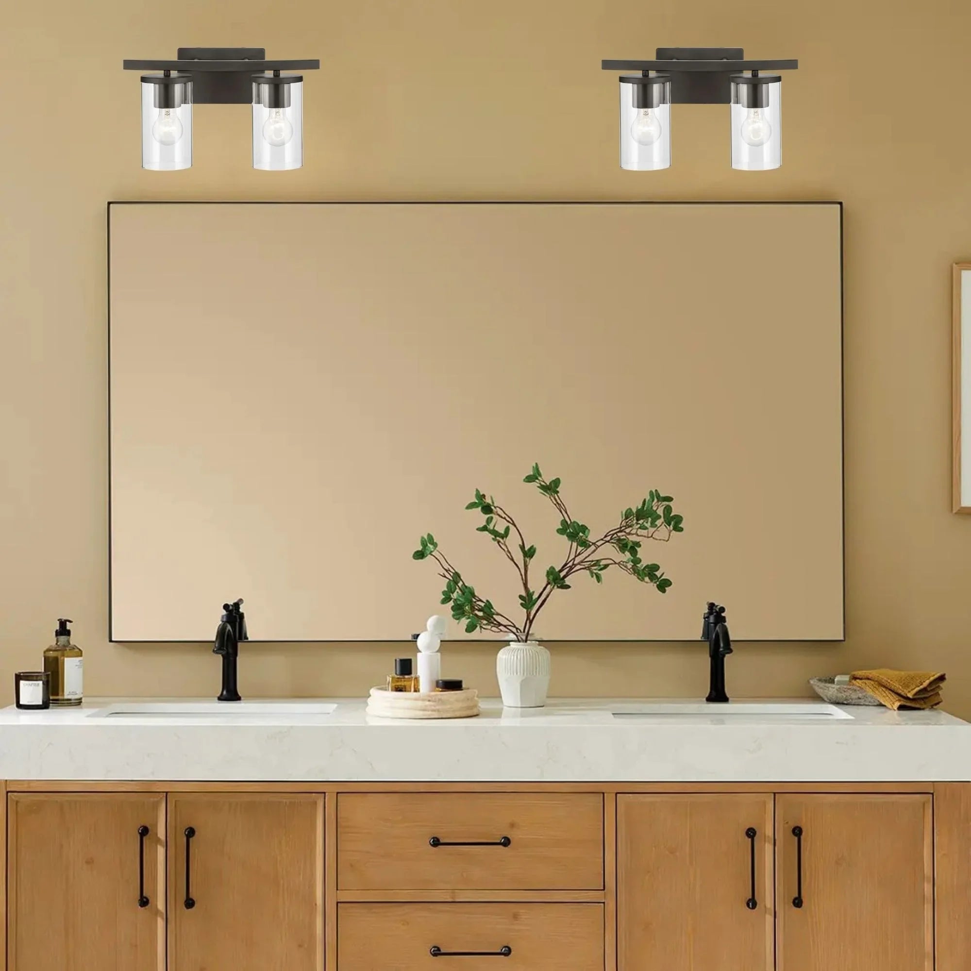 Crosby 15" 2-Light Bath Vanity Light, Olde Bronze Finish, Clear Glass - Bees Lighting