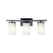 Crosby 23" 3-Light Bath Vanity Light, Black Finish, Etched Glass