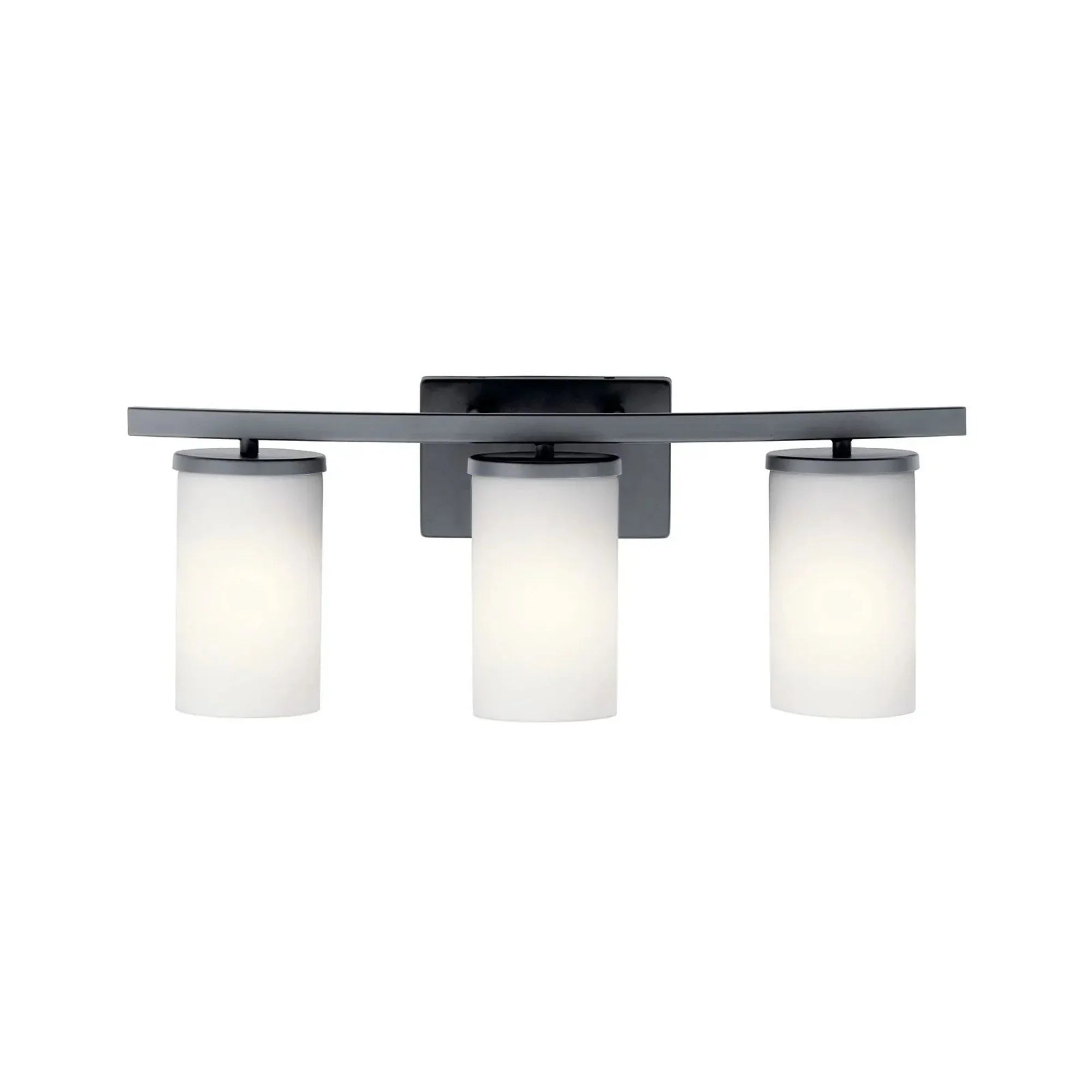 Crosby 23" 3-Light Bath Vanity Light, Black Finish, Etched Glass