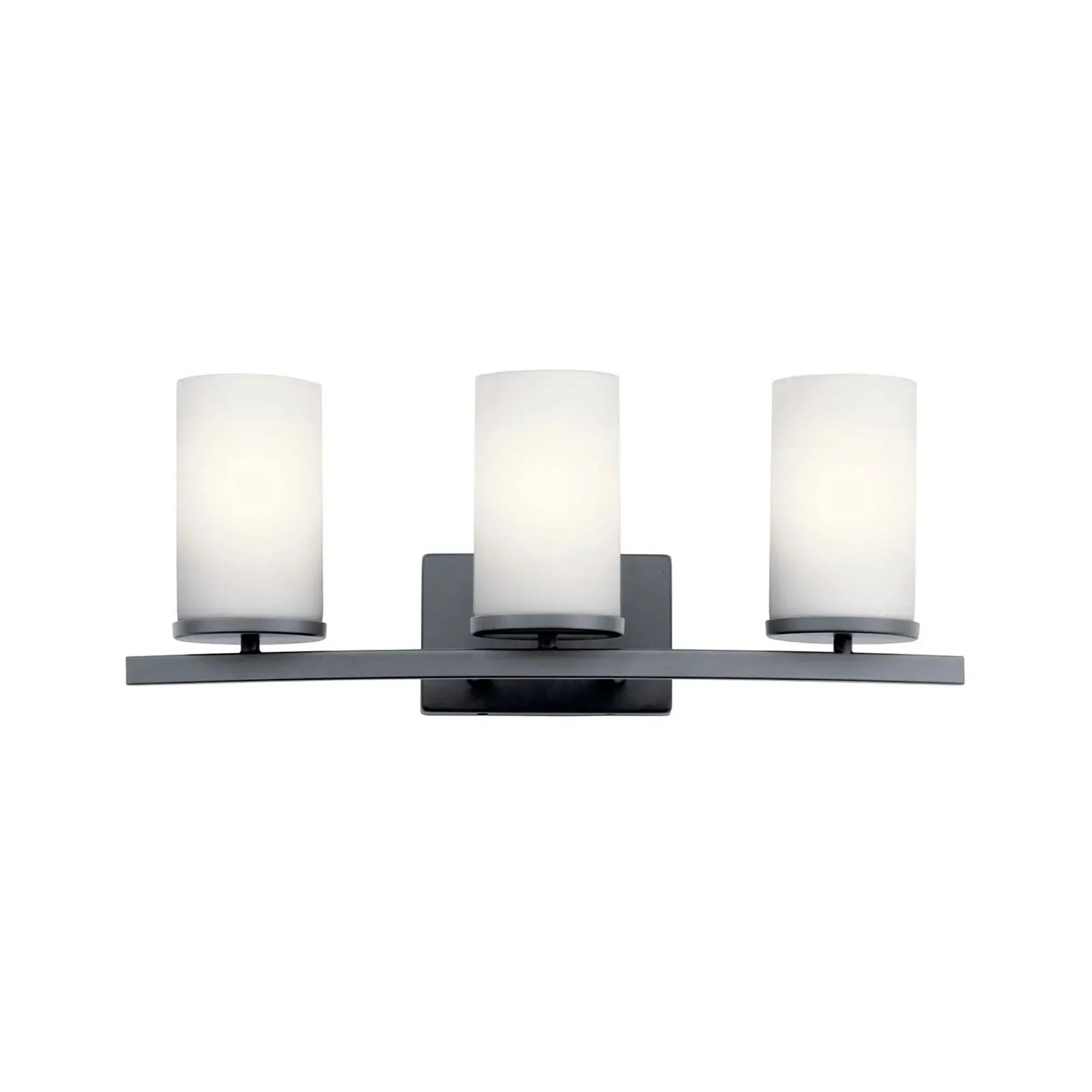 Crosby 23" 3-Light Bath Vanity Light, Black Finish, Etched Glass