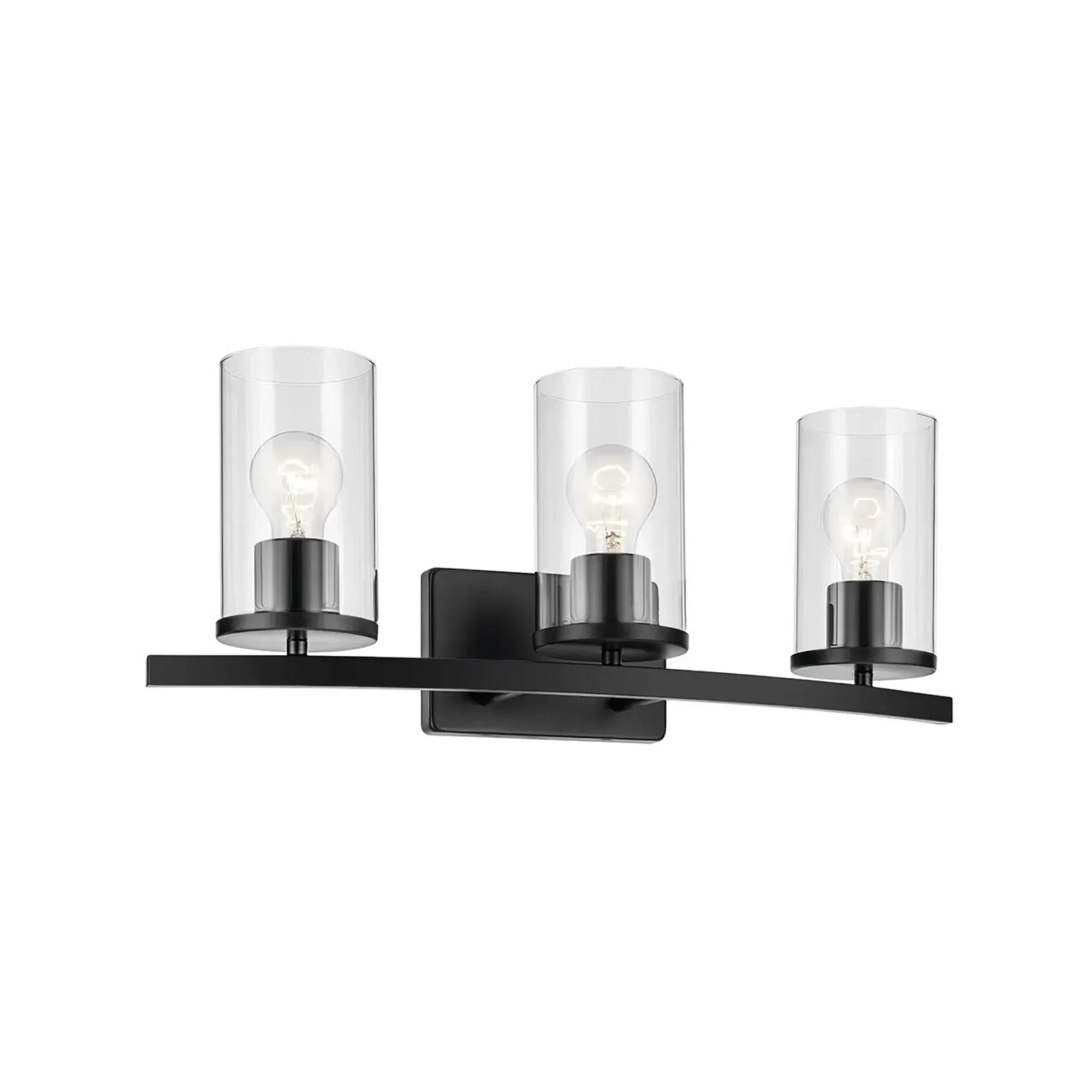 Crosby 23" 3-Light Bath Vanity Light, Black Finish, Clear Glass
