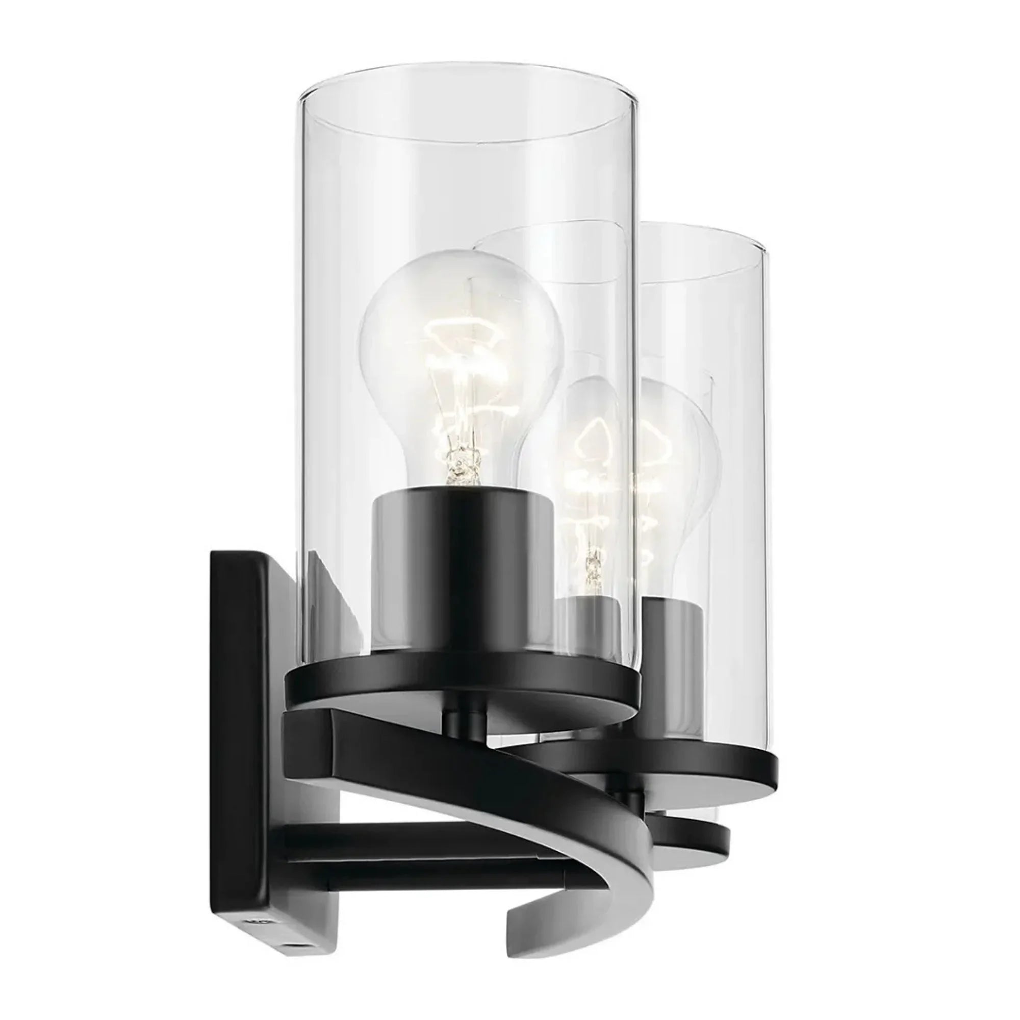 Crosby 23" 3-Light Bath Vanity Light, Black Finish, Clear Glass