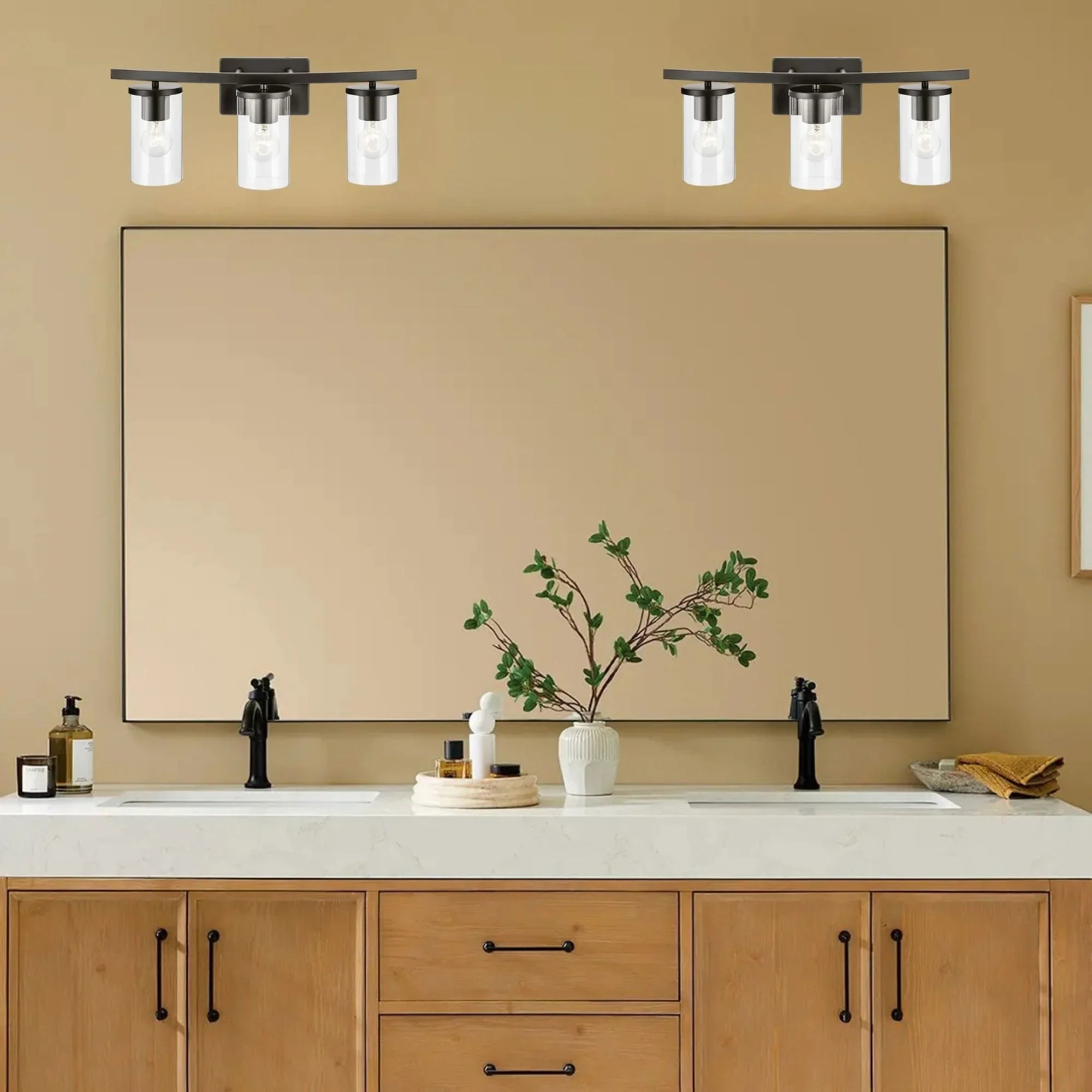 Crosby 23" 3-Light Bath Vanity Light, Olde Bronze Finish, Clear Glass