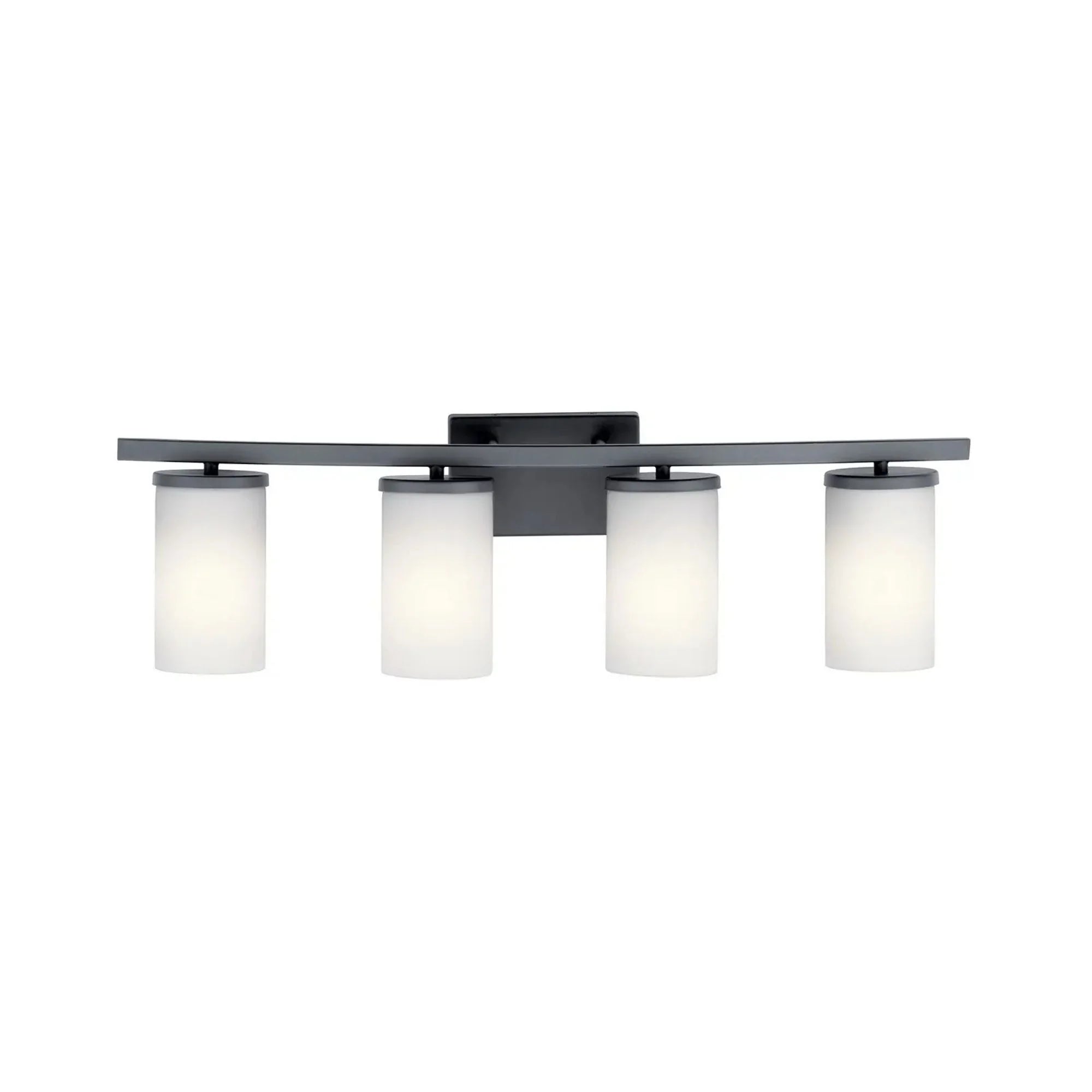 Crosby 31" 4-Light Bath Vanity Light, Black Finish, Etched Glass